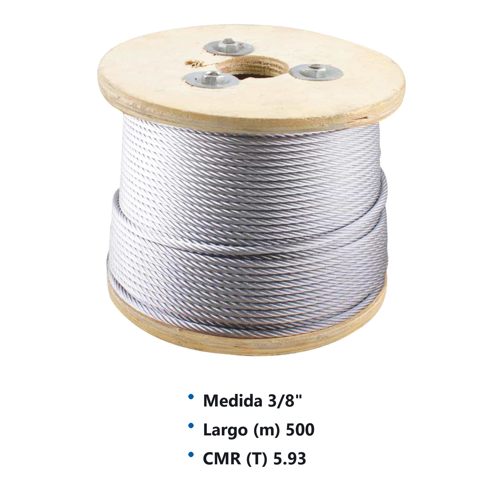 CABLE DE ACERO GALVANIZADO 7X19 3/8" ROLLO 500M - Imagen 3