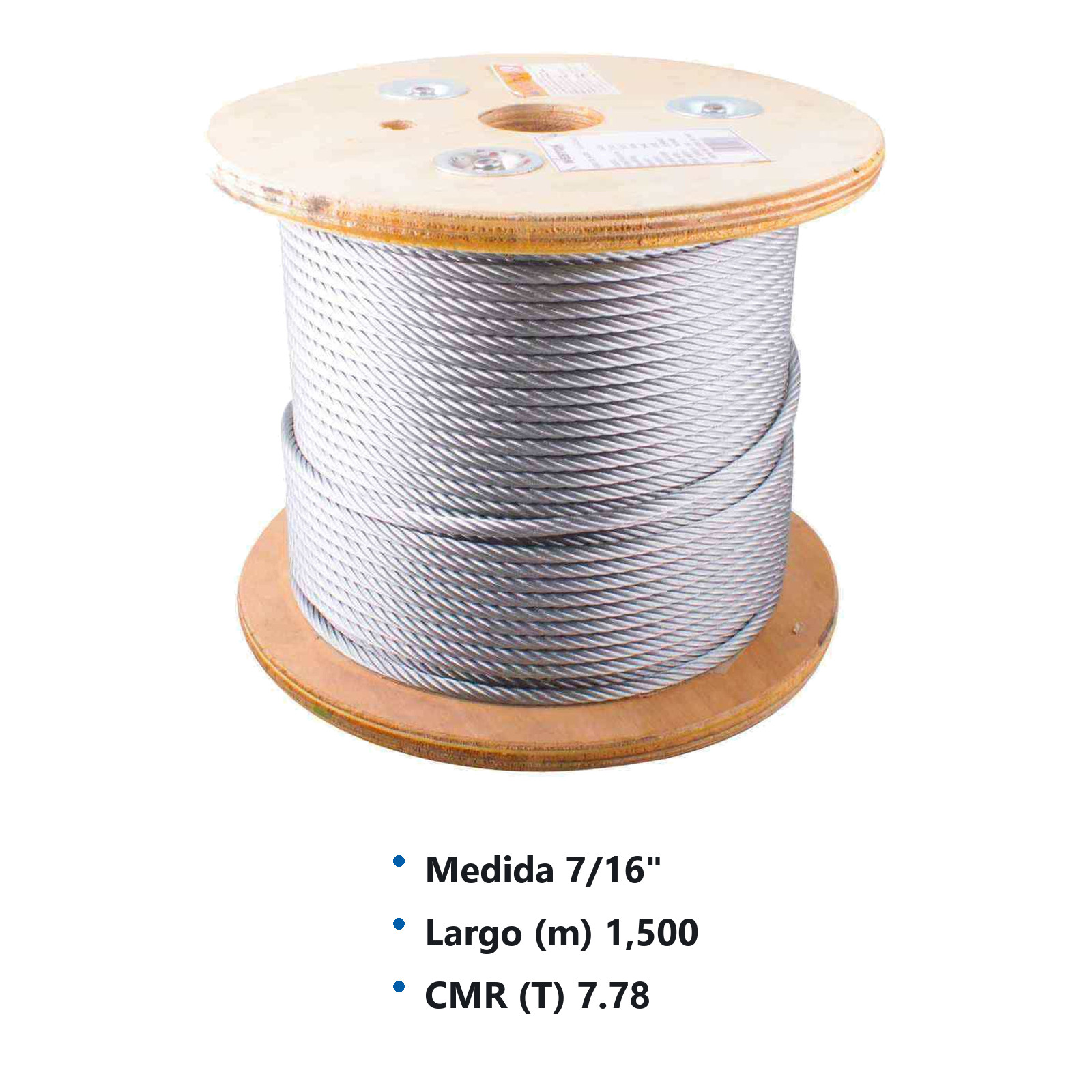 CABLE DE ACERO GALVANIZADO 7X19 7/16" ROLLO 1500M - Imagen 3