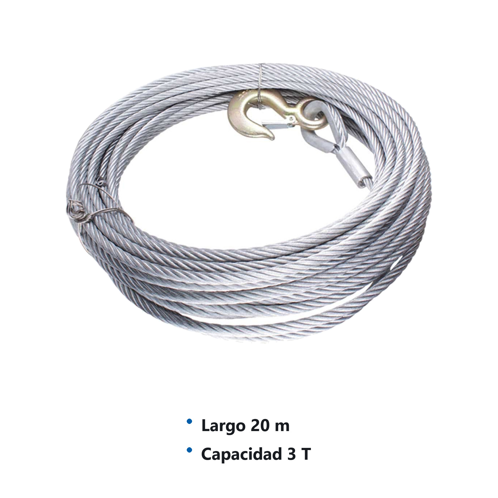 CABLE DE ACERO GALVANIZADO C/GANCHO 7X19 5/8" ROLLO 20M - Imagen 2