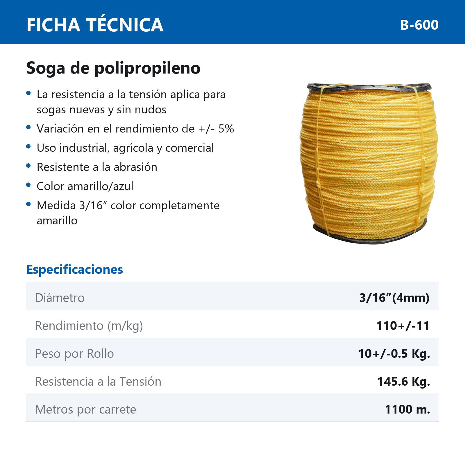 SOGA DE POLIPROPILENO WESTON  4MM (3/16")  10KG - Imagen 2