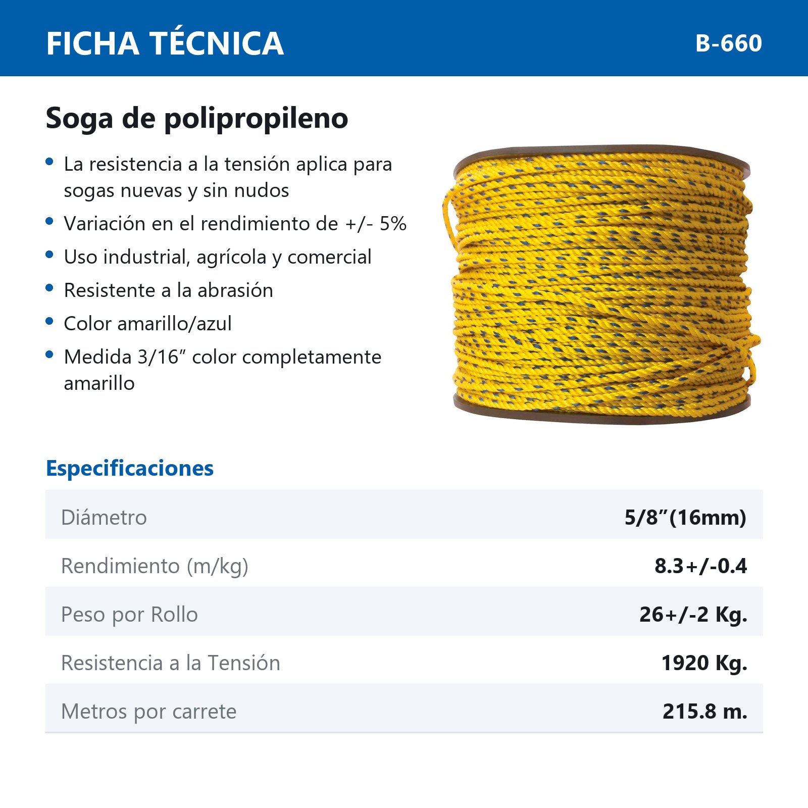 SOGA DE POLIPROPILENO WESTON 16MM (5/8")  26KG - Imagen 2