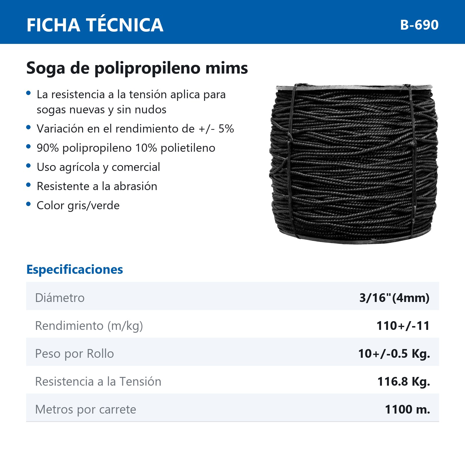 SOGA DE POLIPROPILENO MIMS 4MM (3/16") 10KG - Imagen 2