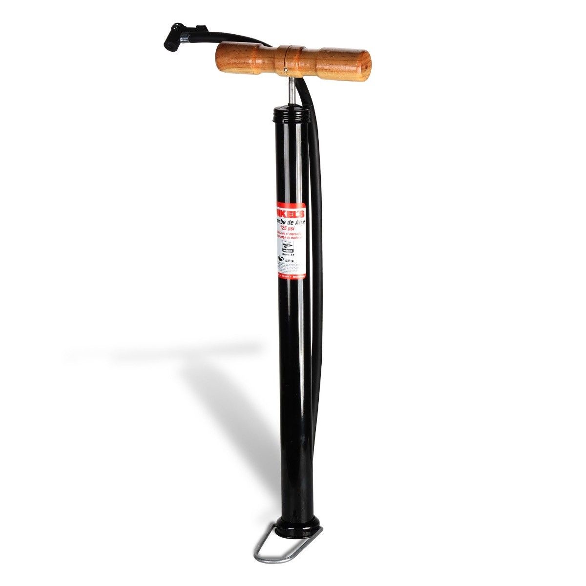 MIKELS B/N Bomba de aire de lujo mango de madera (125 PSI)