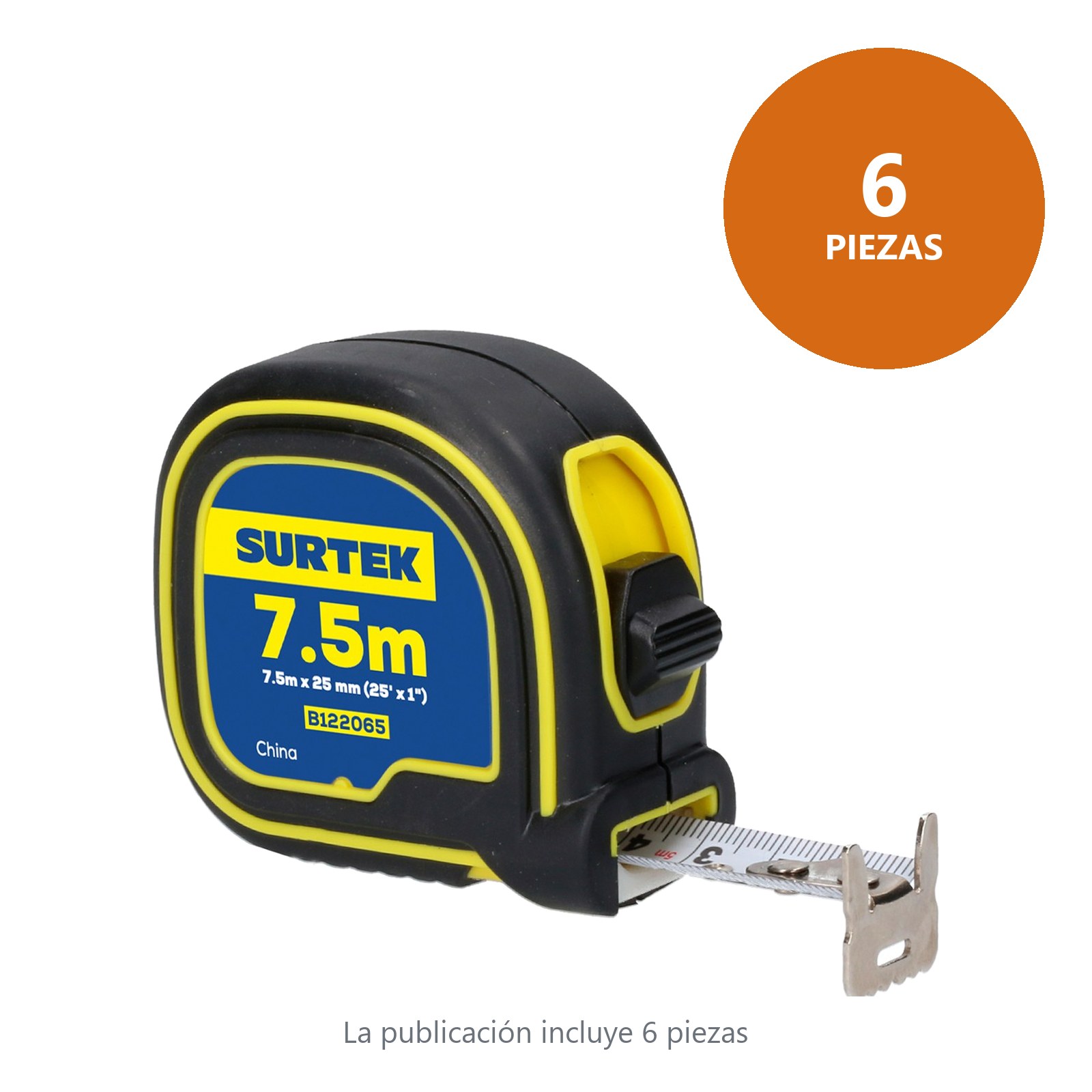Flexómetro con carcasa soft grip 7.5 m x 1" Surtek - Imagen 2