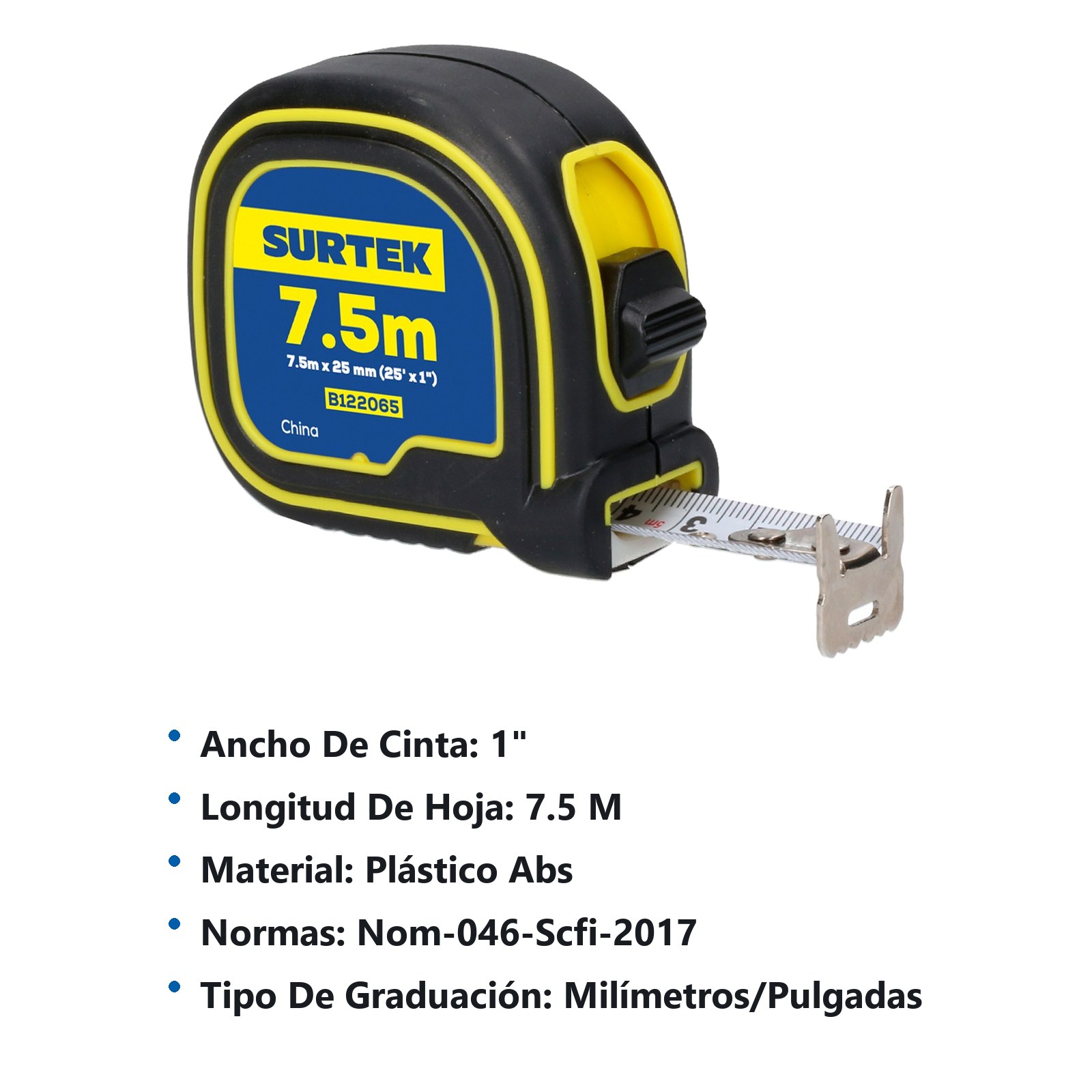 Flexómetro con carcasa soft grip 7.5 m x 1" Surtek - Imagen 3