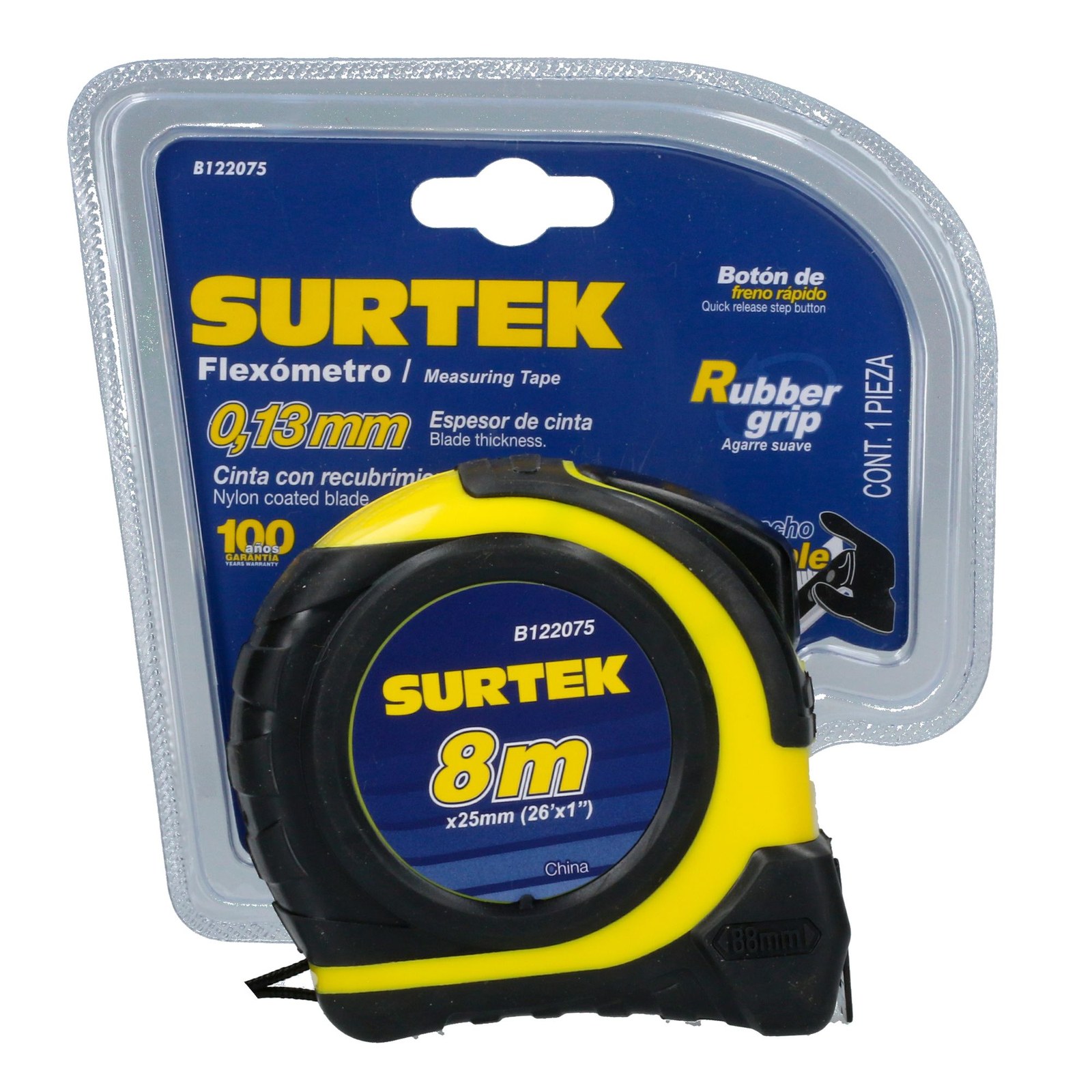 Flexómetro con carcasa rubber grip 8 m x 1" Surtek - Imagen 4
