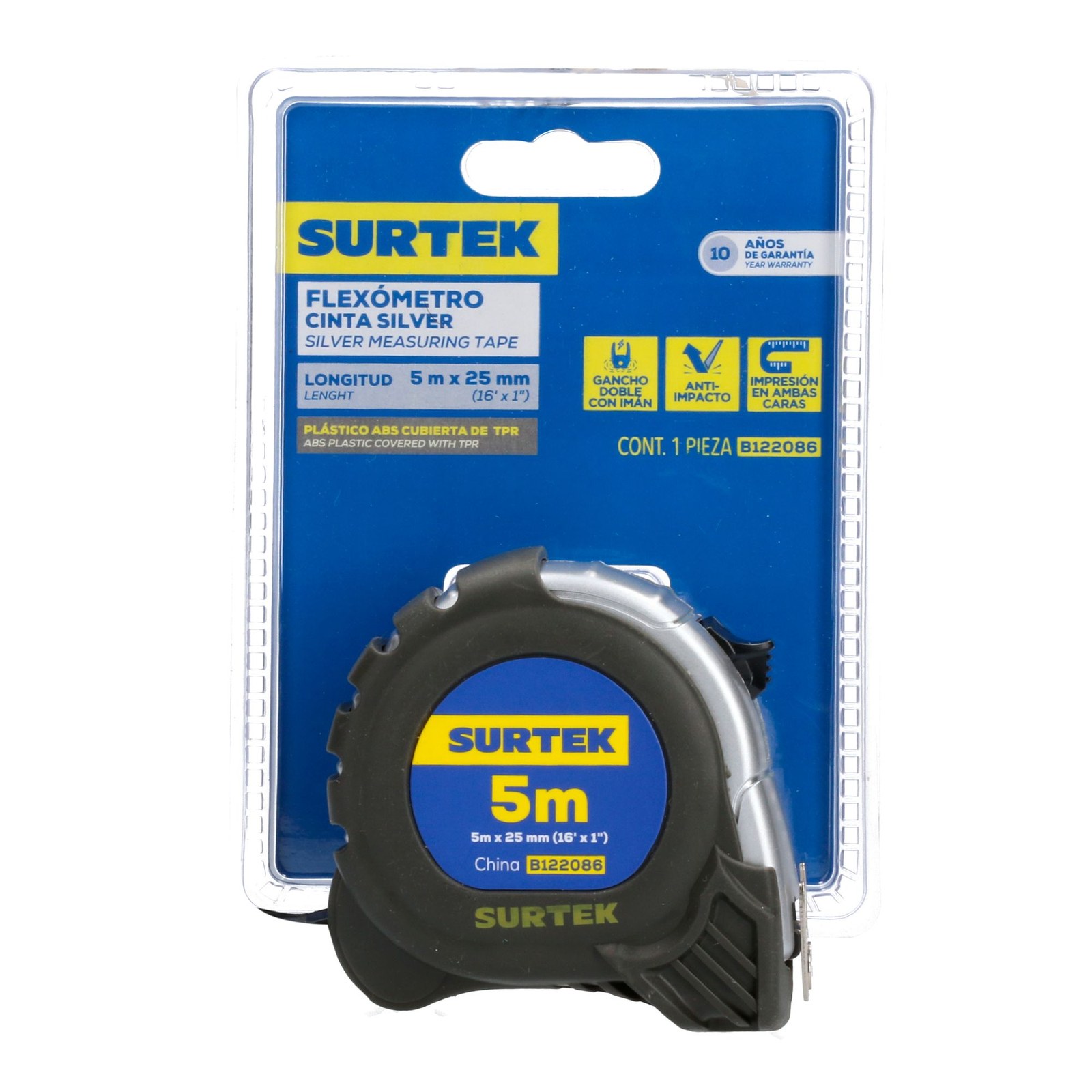 Flexómetro con carcasa anti-impacto silver 5 m x 1" Surtek - Imagen 3