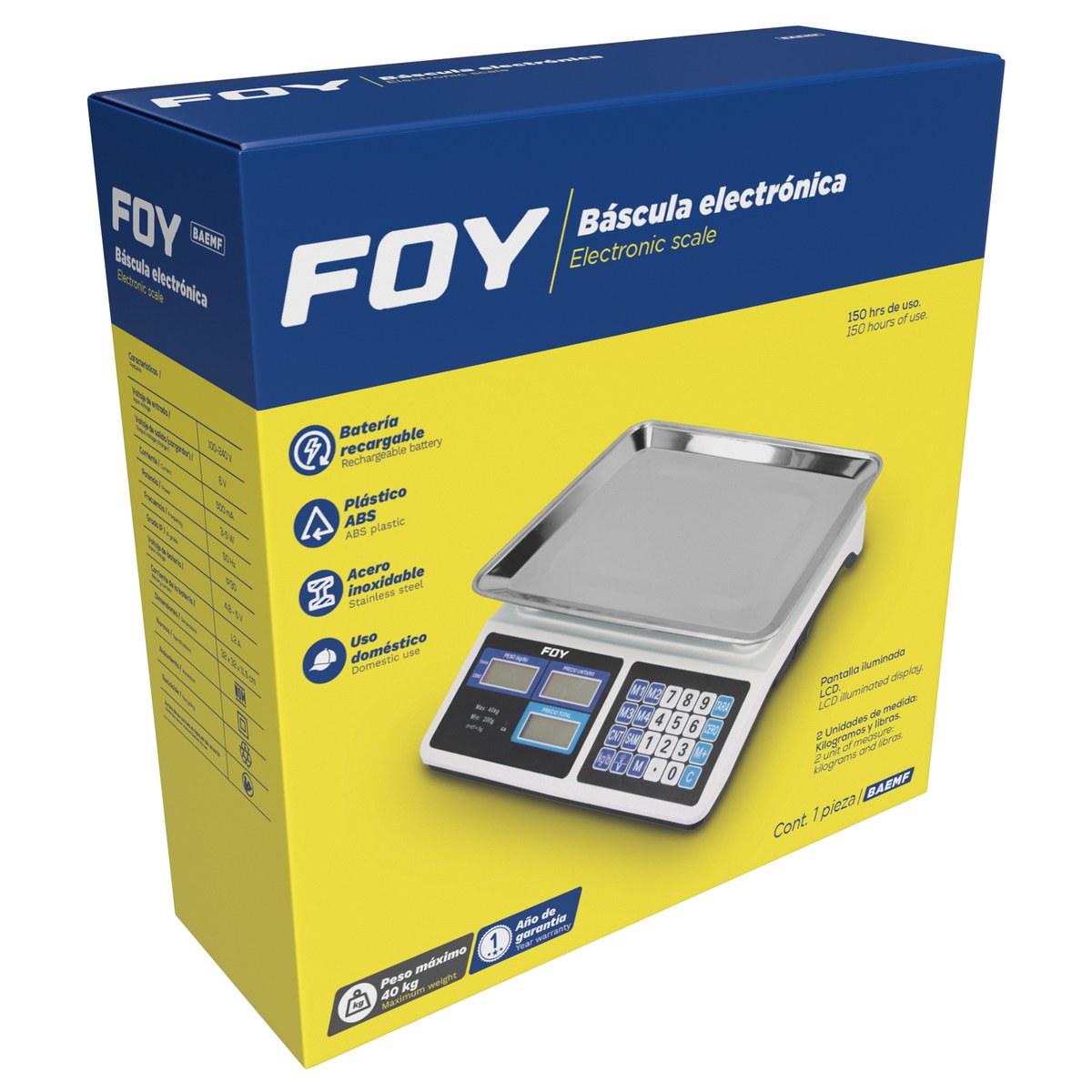 Báscula electrónica 40 Kg Foy - Imagen 2