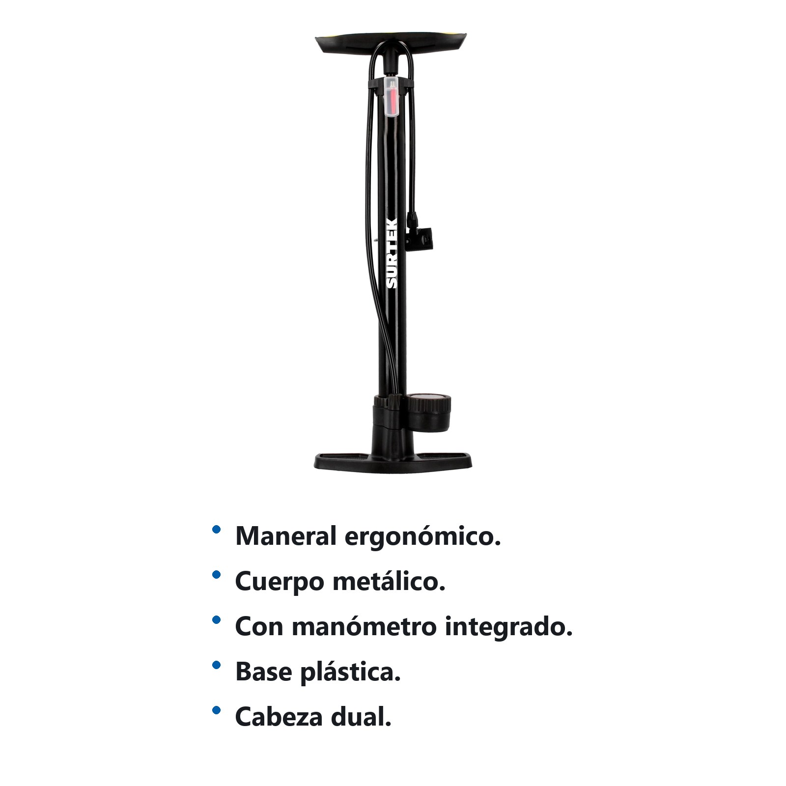 Bomba de aire cuerpo metálico con manómetro 23" Surtek - Imagen 2