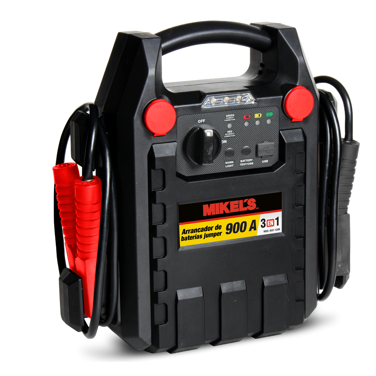 MIKELS BAT-120R Arrancador de baterías jumper (900 amp)