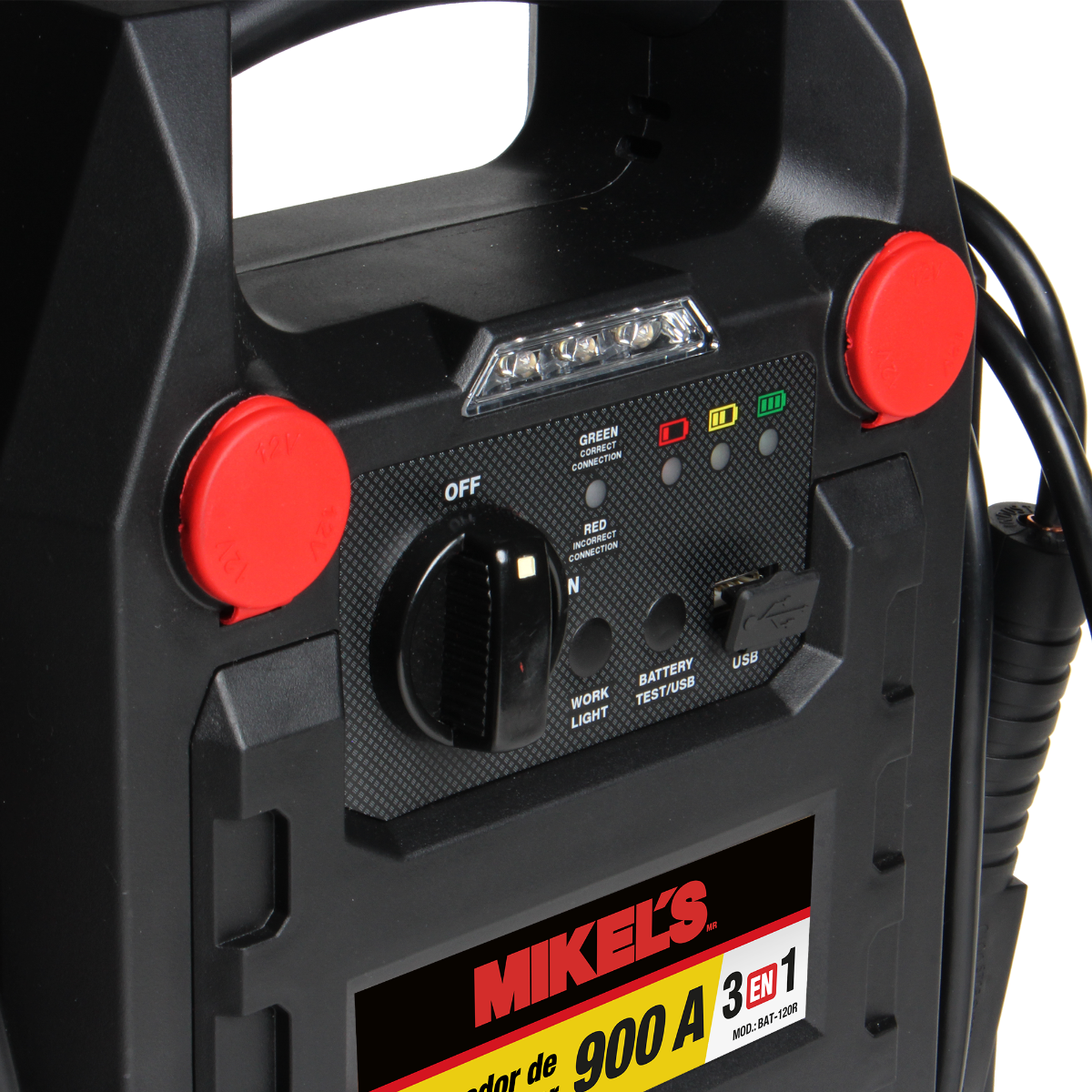 MIKELS BAT-120R Arrancador de baterías jumper (900 amp) - Imagen 3