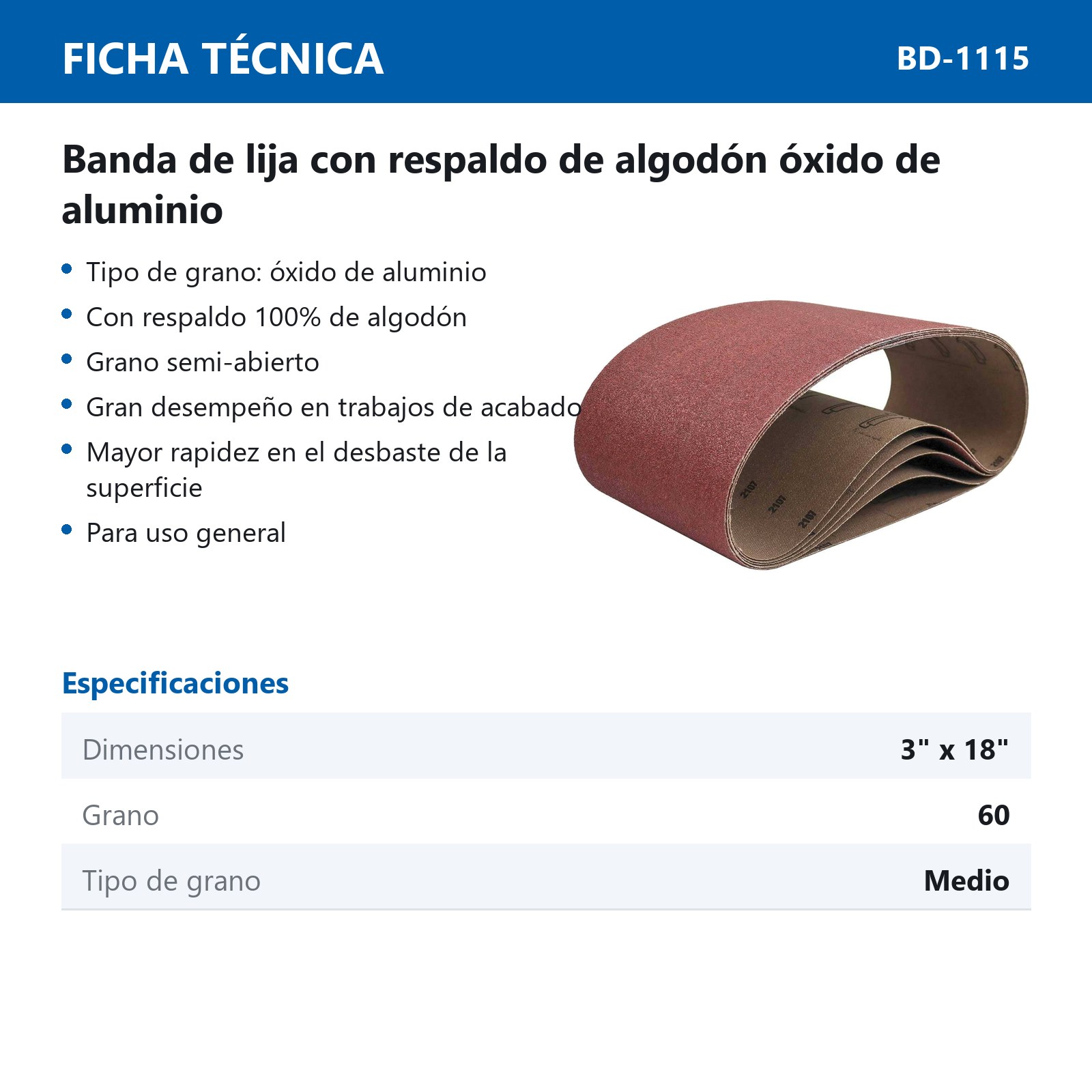 BANDA MIMS OXIDO DE ALUMINIO 3"X 18" G60 ALGODON SEMI-ABIERTO (Precio x pieza - Empaque c/5 pzas) - Imagen 4