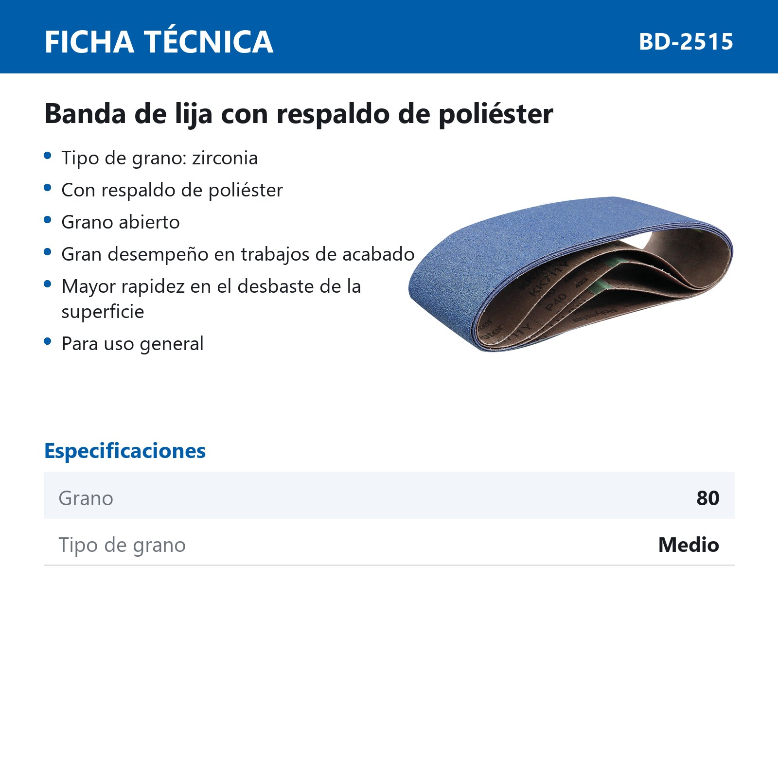 BANDA DE LIJA WESTON ZIRCONIA 6" X 48" G080 (Precio x Pza - Caja c/15 pzs) - Imagen 3