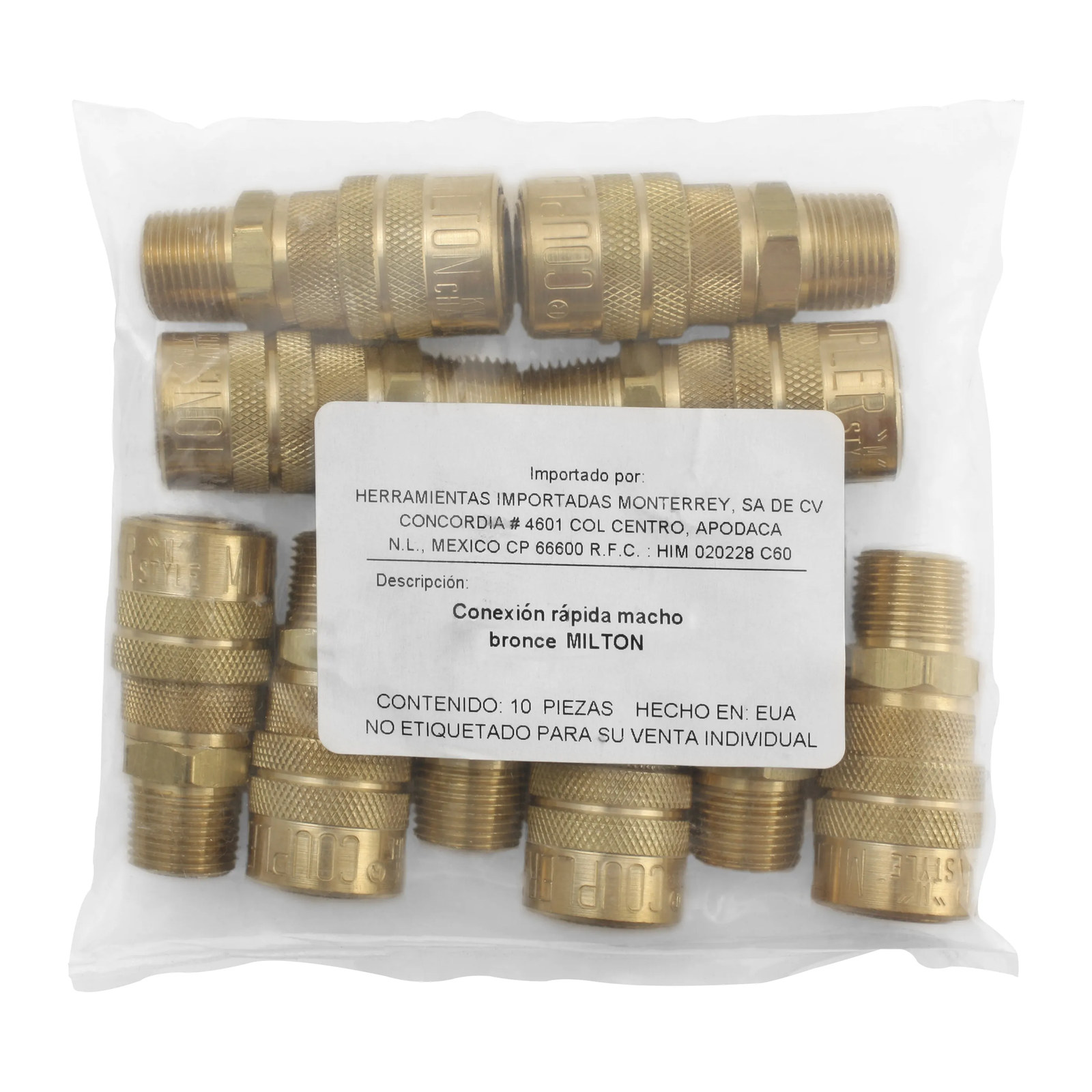 Conexión rápida macho 3/8" bronce 719BK Milton - Imagen 3