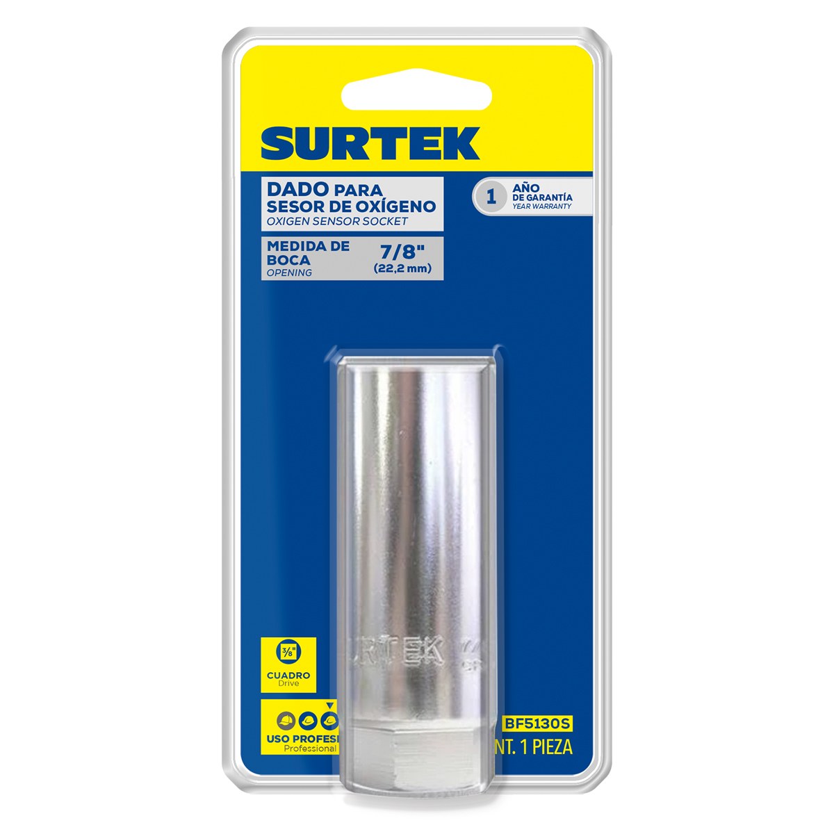 Dado en pulgadas cuadro de 3/8" para sensor oxígeno, 7/8" Surtek - Imagen 2