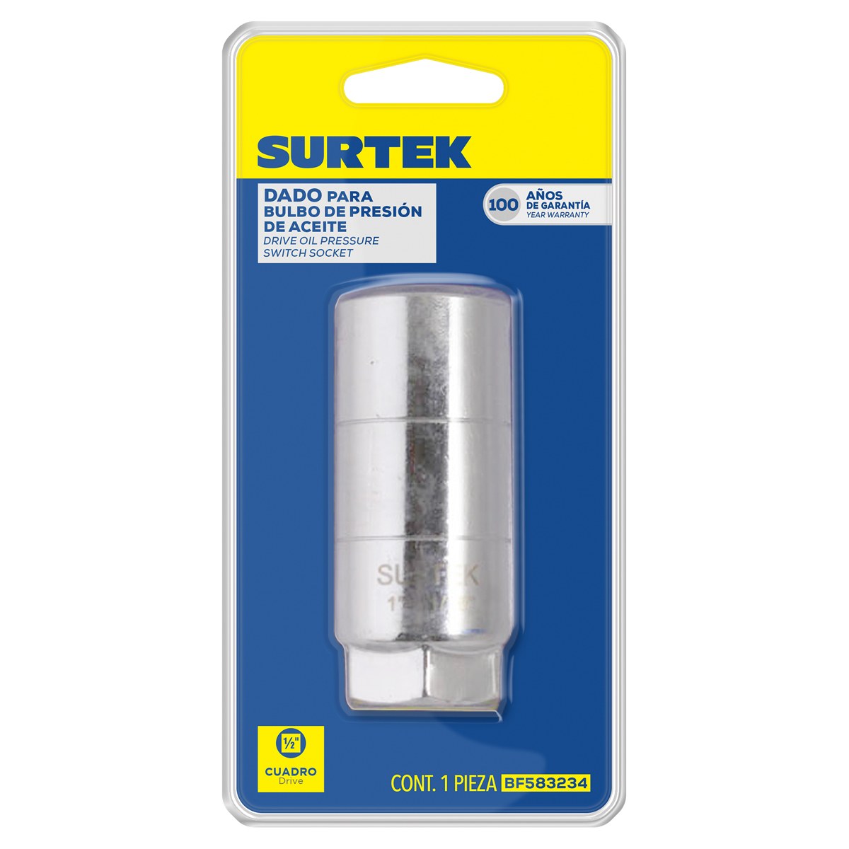 Dado en pulgadas cuadro de 1/2" para remover el medidor aceite Surtek - Imagen 2
