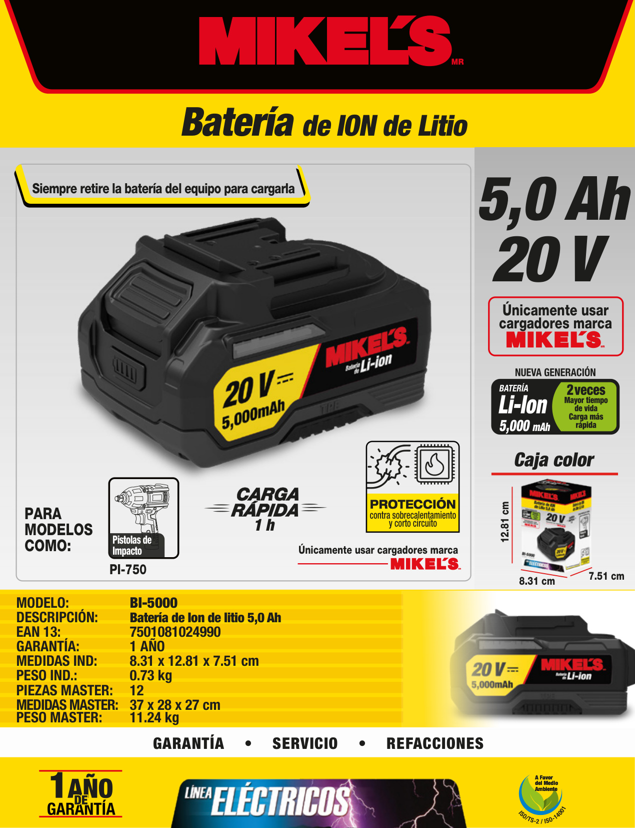 MIKELS BI-5000 Batería ion de litio (5,0 Ah) - Imagen 4
