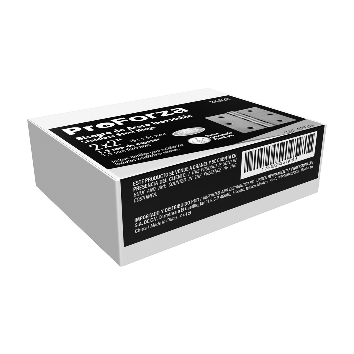 Bisagra cuadrada con baleros de acero inoxidable 2" x 2" Proforza - Imagen 2