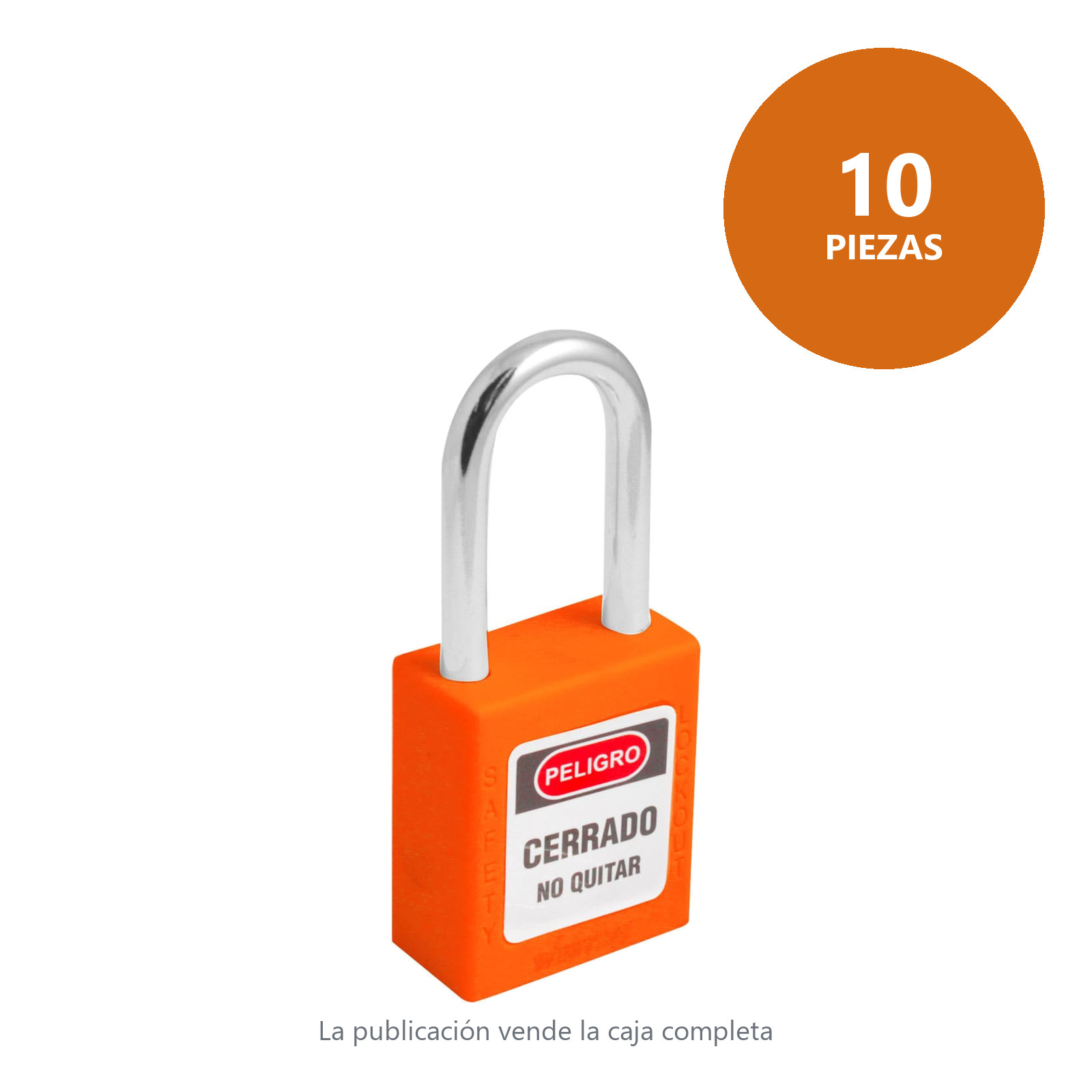 CANDADO DE BLOQUEO NARANJA 38MM (CAJA C/10 PZAS - PRECIO X PIEZA) - Imagen 3