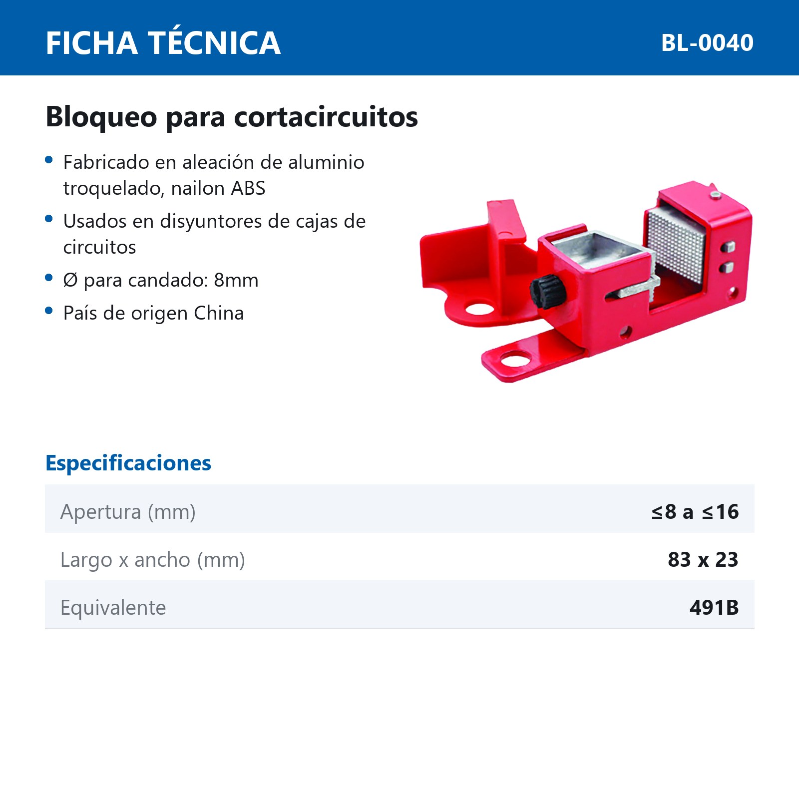 BLOQUEO PARA CORTACIRCUITOS 8 A 16MM - Imagen 2