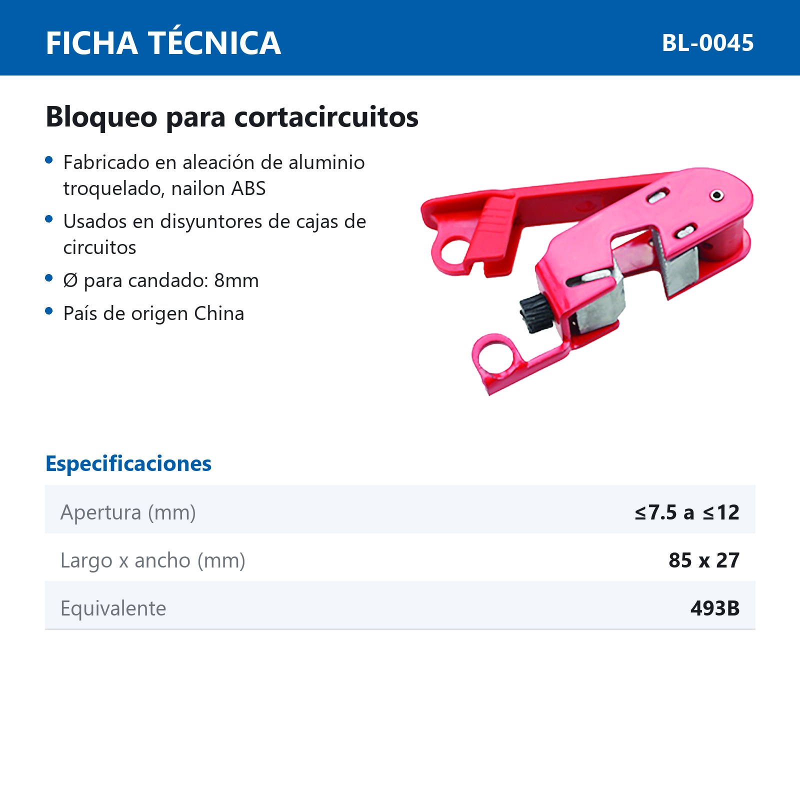 BLOQUEO PARA CORTACIRCUITOS 7.5 A 12MM - Imagen 2