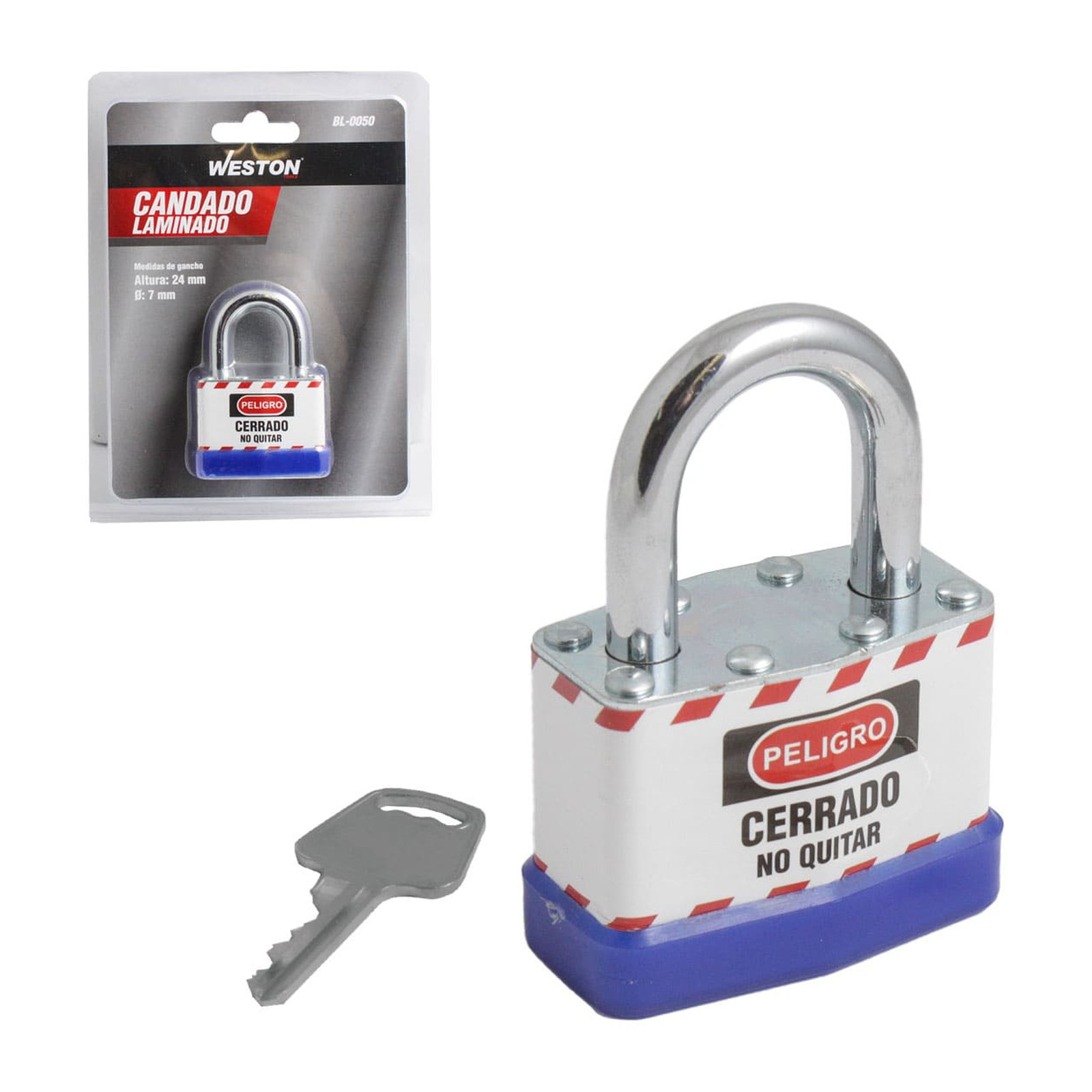 Candado de Acero Cuerpo Laminado de Seguridad 24 mm Weston