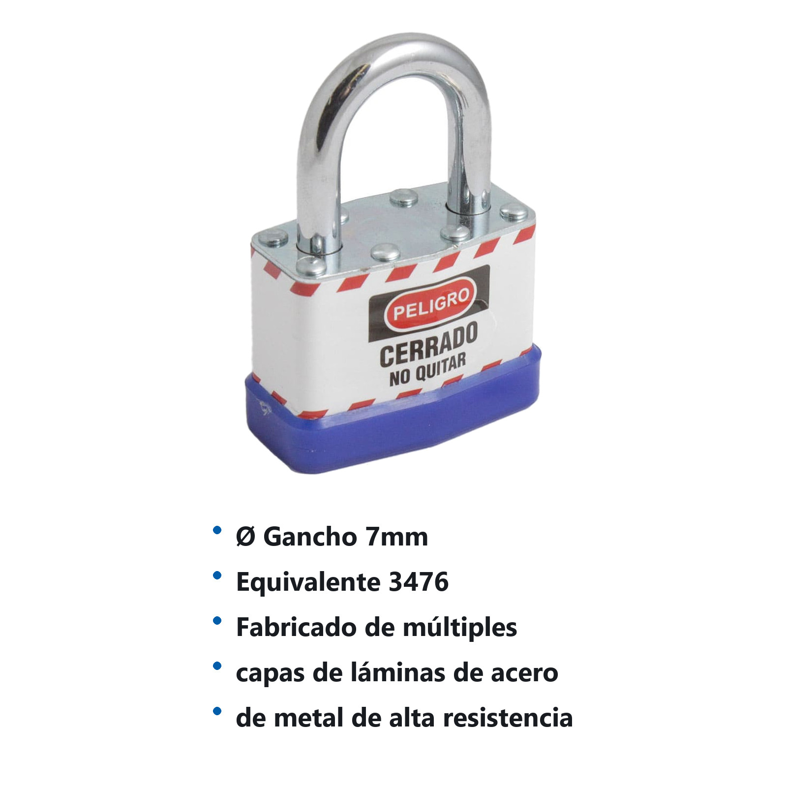 CANDADO DE ACERO CUERPO LAMINADO D/SEGURIDAD 24MM - Imagen 3