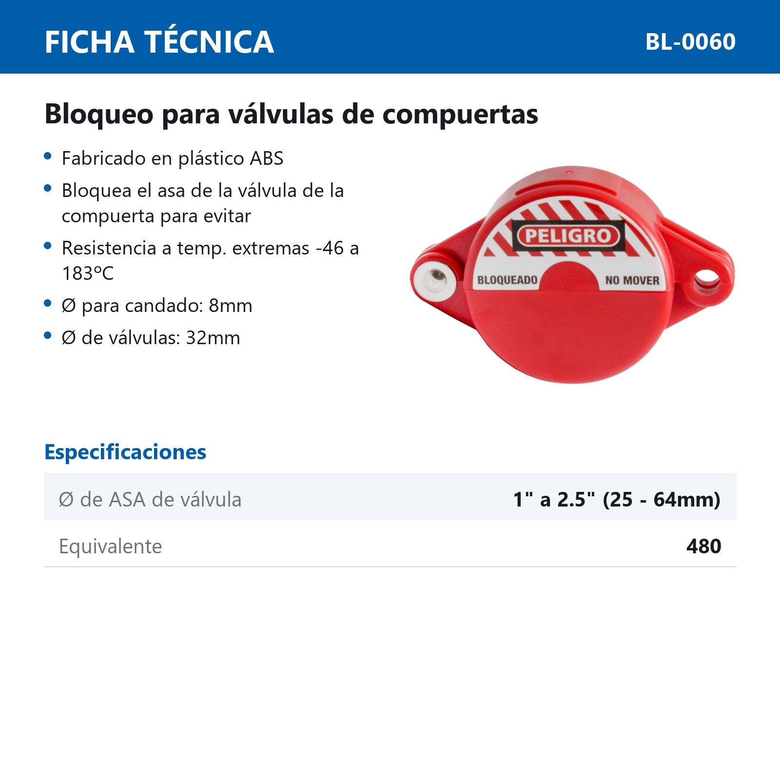 BLOQUEO PARA VÁLVULAS DE COMPUERTAS 1 A 2.5" - Imagen 3