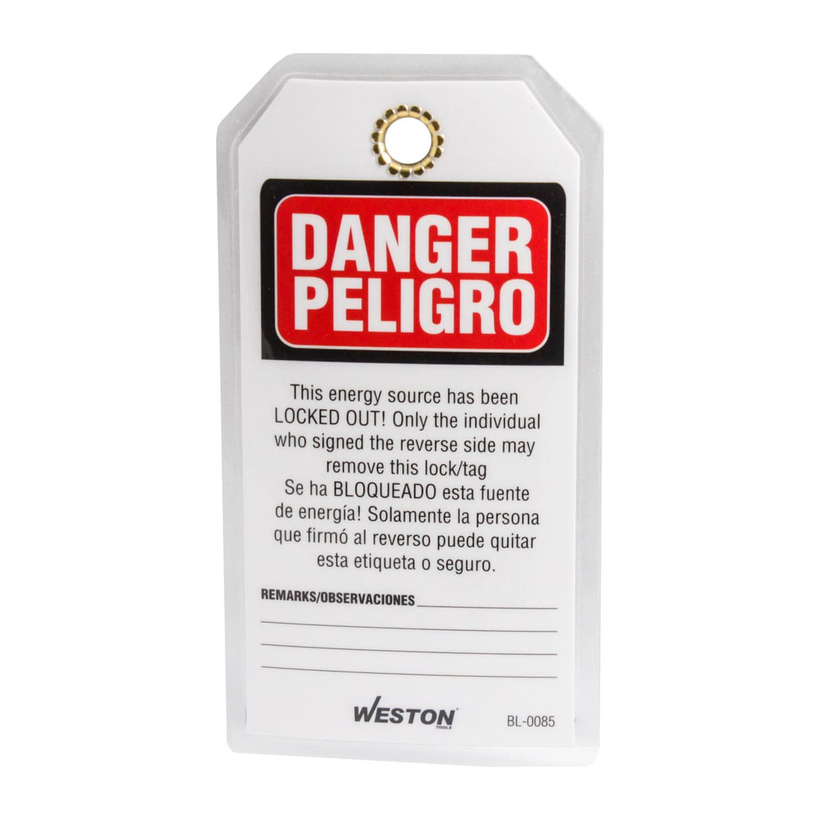 ETIQUETA DE BLOQUEO BILINGÜE PELIGRO - Imagen 2
