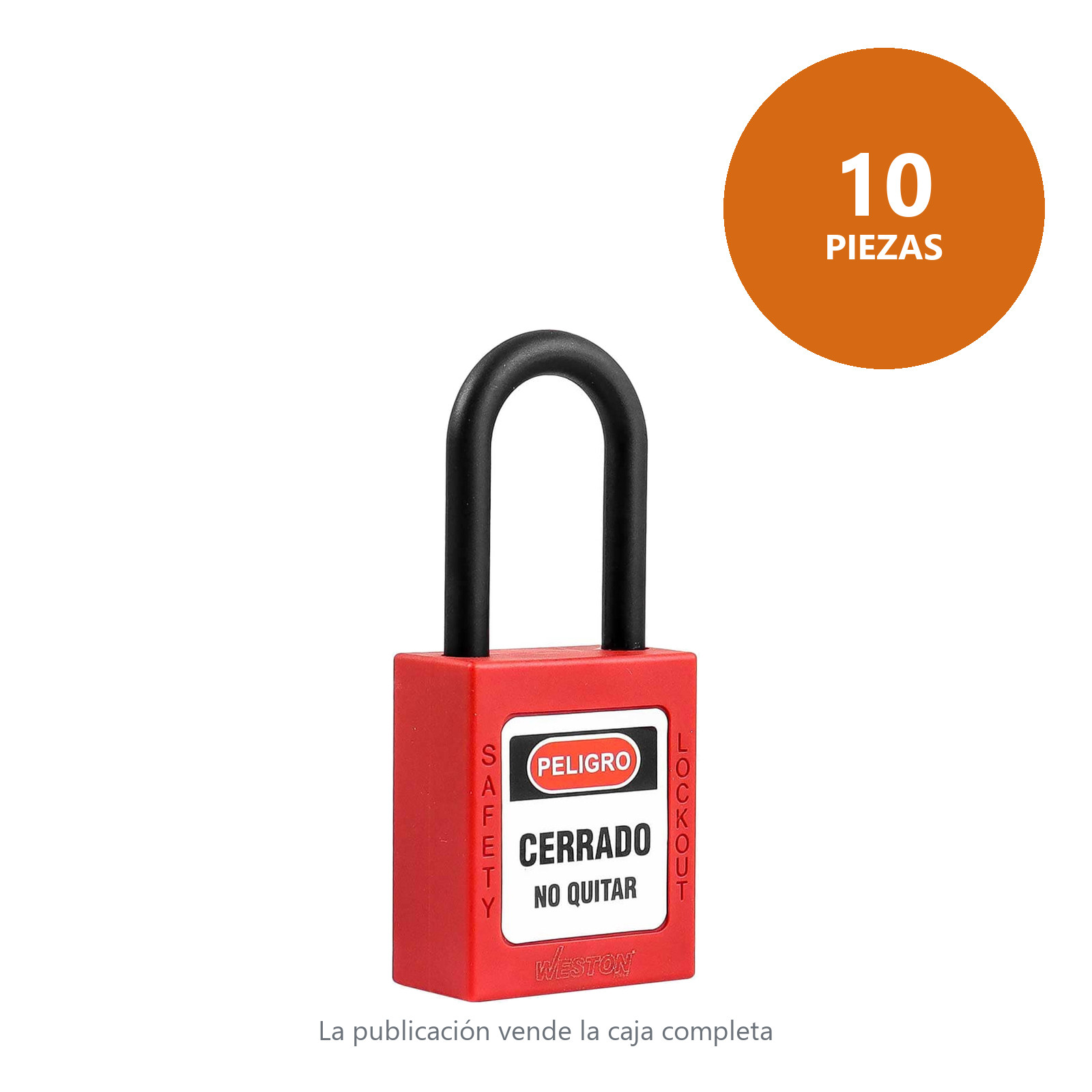 CANDADO DE BLOQUEO DIELECTRICO ROJO 38MM (CAJA C/10 PZAS - PRECIO X PIEZA) - Imagen 3