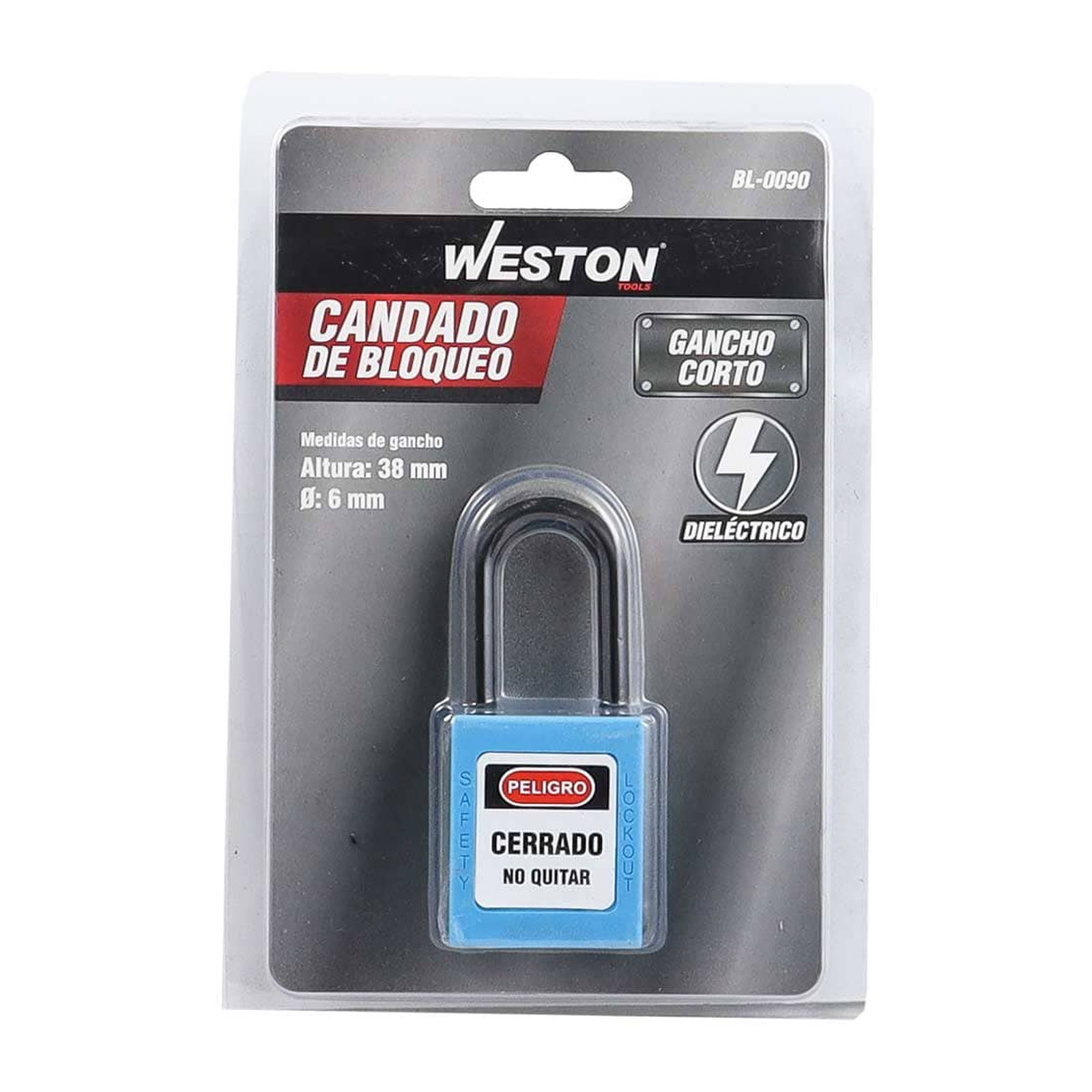 CANDADO DE BLOQUEO DIELECTRICO AZUL 38MM (CAJA C/10 PZAS - PRECIO X PIEZA) - Imagen 2