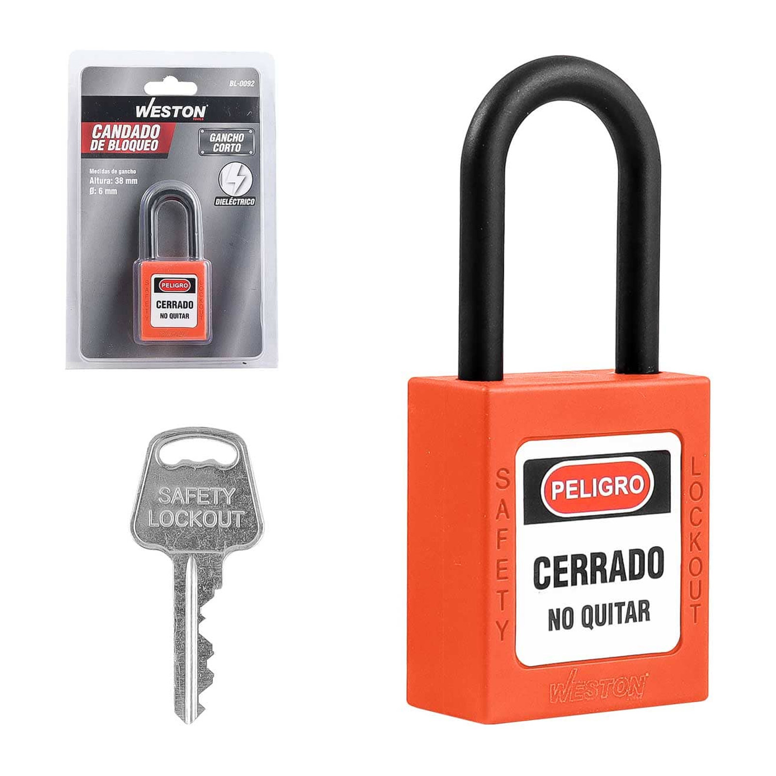 Candado de Bloqueo Dieléctrico Naranja 38 mm WESTON