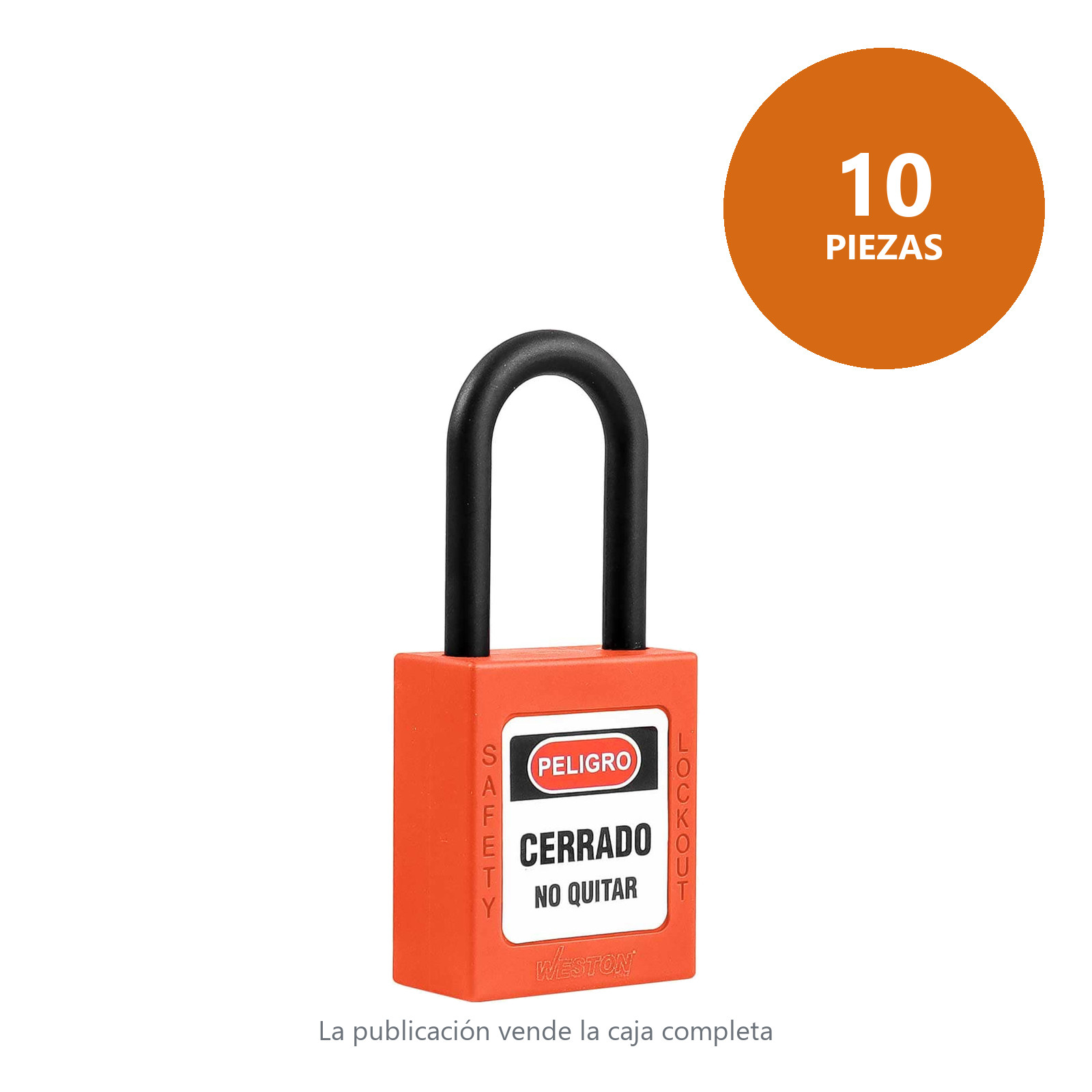 CANDADO DE BLOQUEO DIELECTRICO NARANJA 38MM (CAJA C/10 PZAS - PRECIO X PIEZA) - Imagen 3