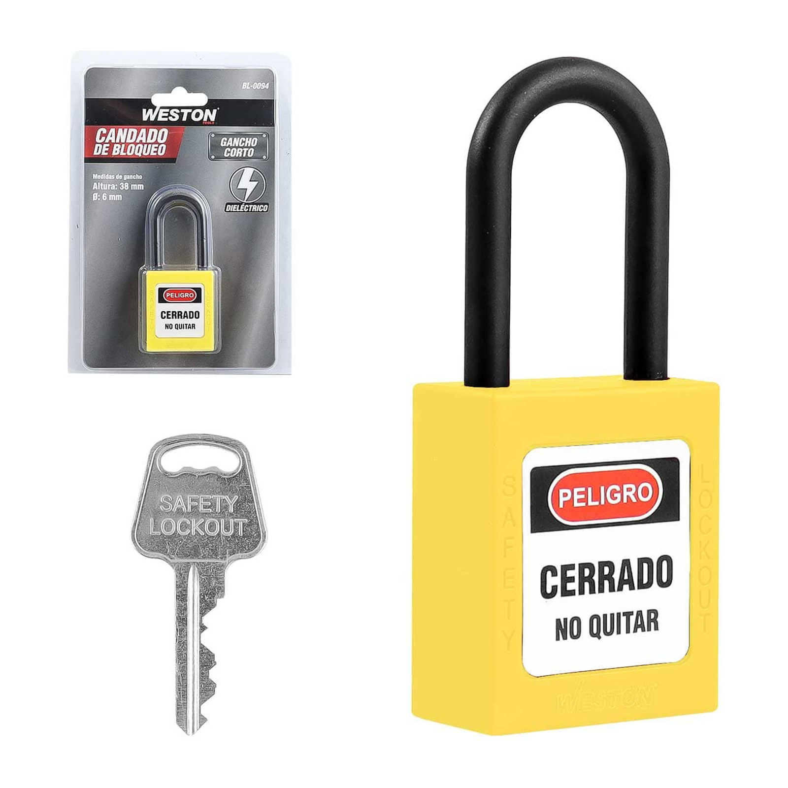 Candado de Bloqueo Dieléctrico Amarillo 38 mm Weston