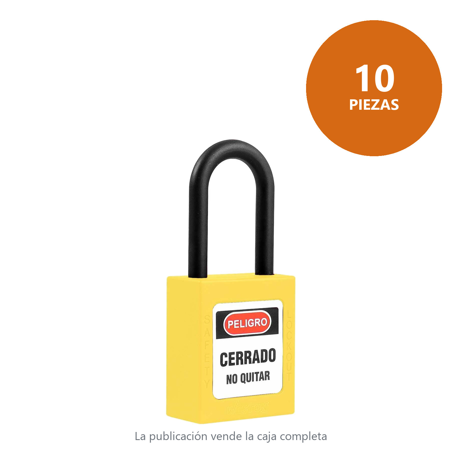 CANDADO DE BLOQUEO DIELECTRICO AMARILLO 38MM (CAJA C/10 PZAS - PRECIO X PIEZA) - Imagen 3