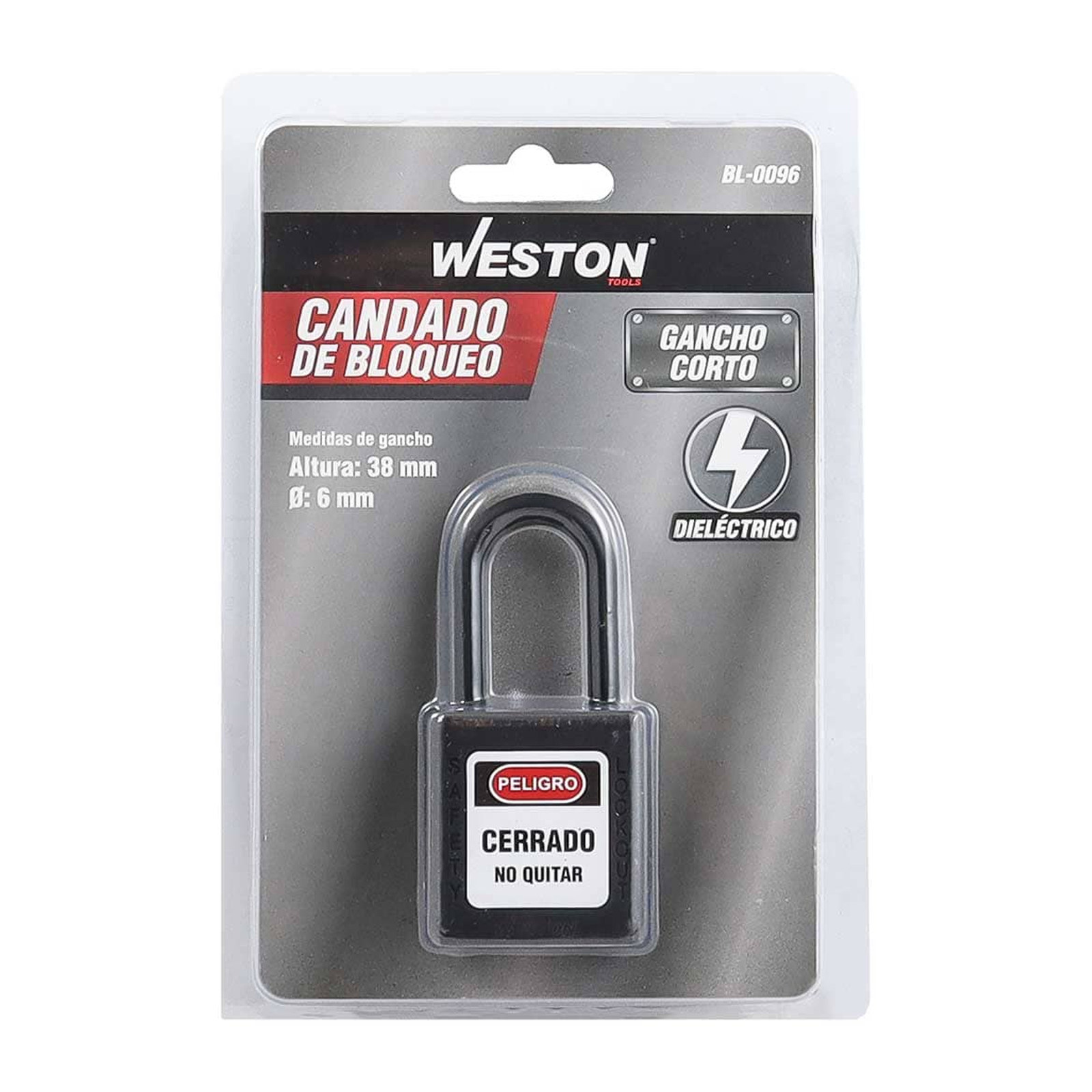 CANDADO DE BLOQUEO DIELECTRICO NEGRO 38MM (CAJA C/10 PZAS - PRECIO X PIEZA) - Imagen 2