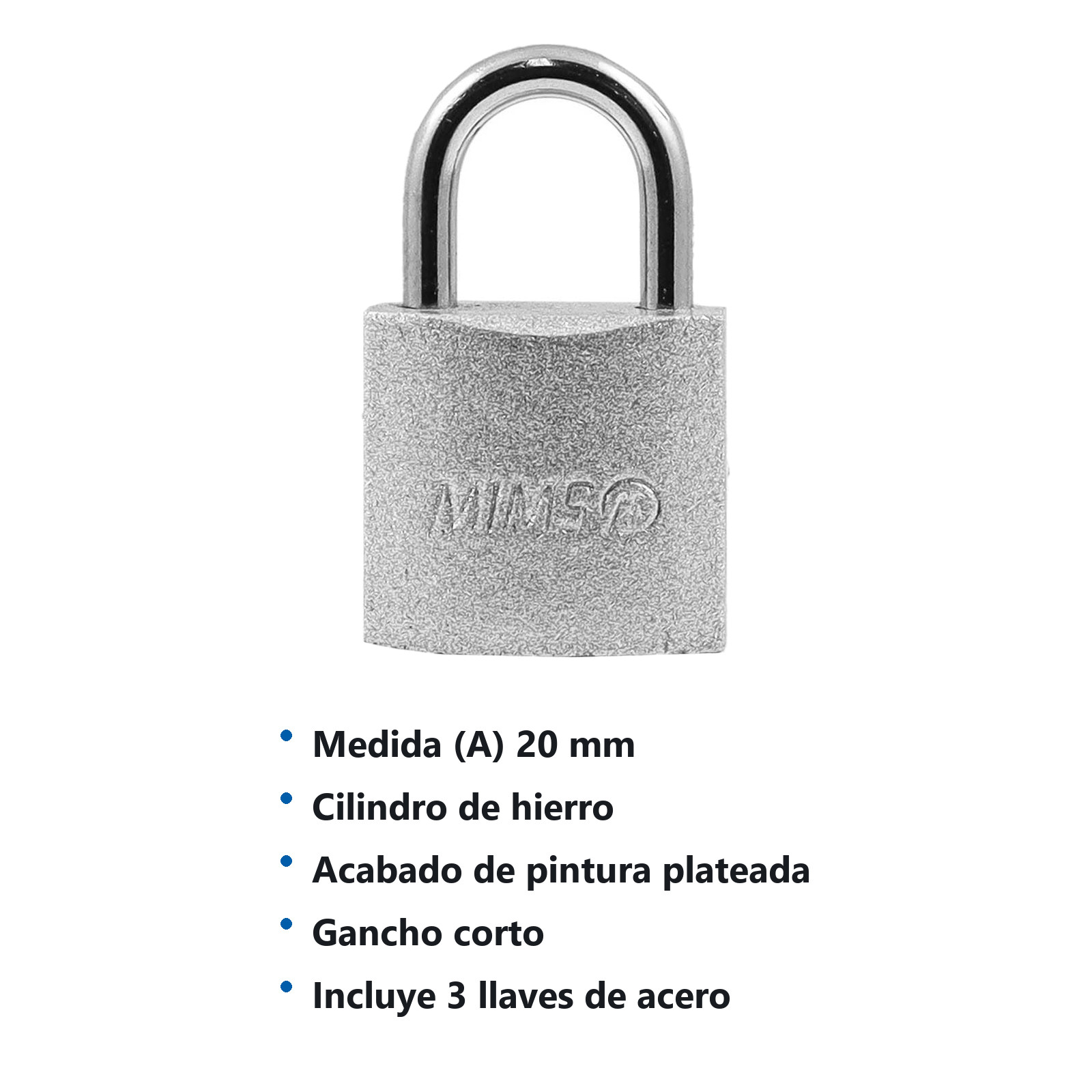 CANDADO DE HIERRO 20MM C/3 LLAVES (CAJA C/12 PZAS - PRECIO X PIEZA) - Imagen 4