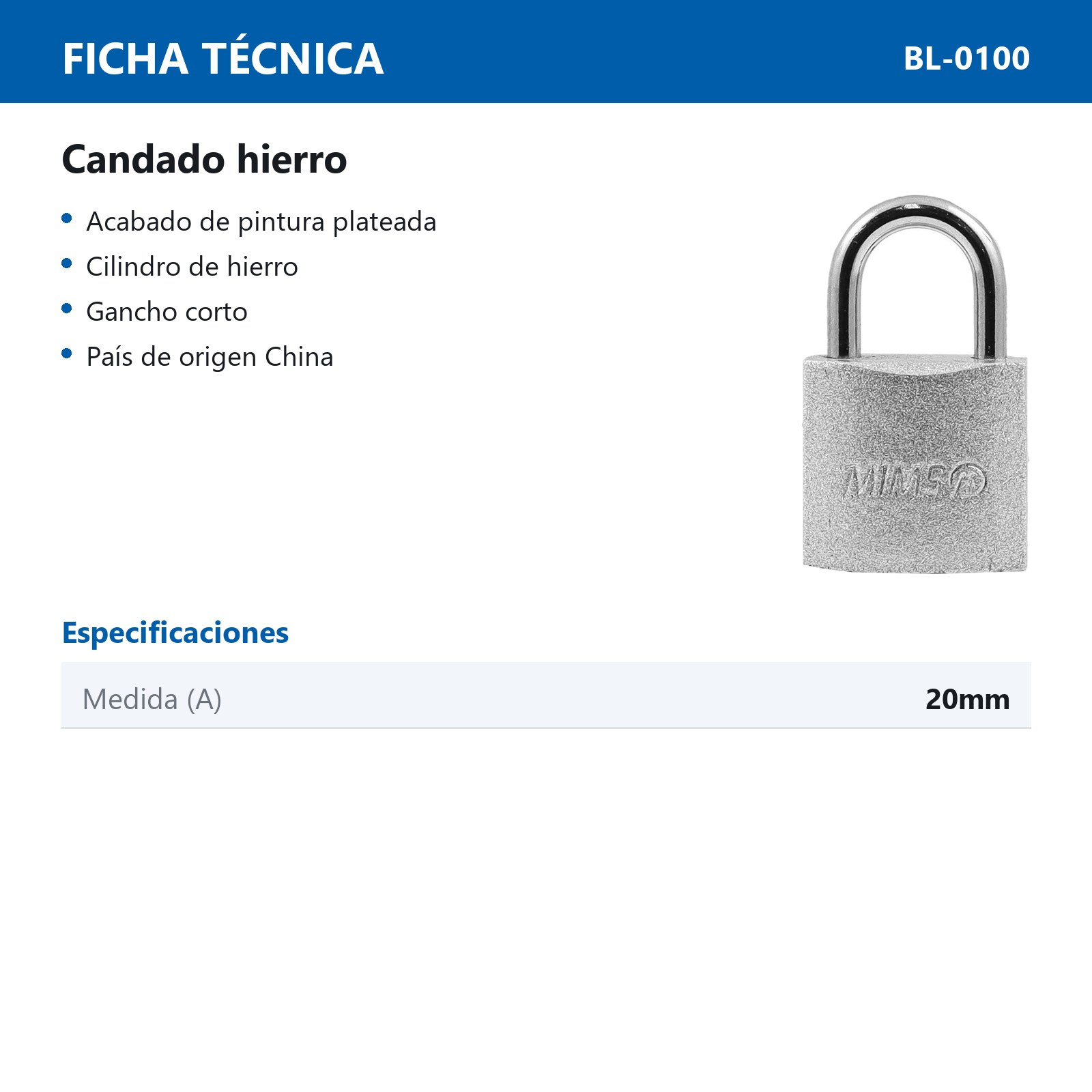 CANDADO DE HIERRO 20MM C/3 LLAVES (CAJA C/12 PZAS - PRECIO X PIEZA) - Imagen 4