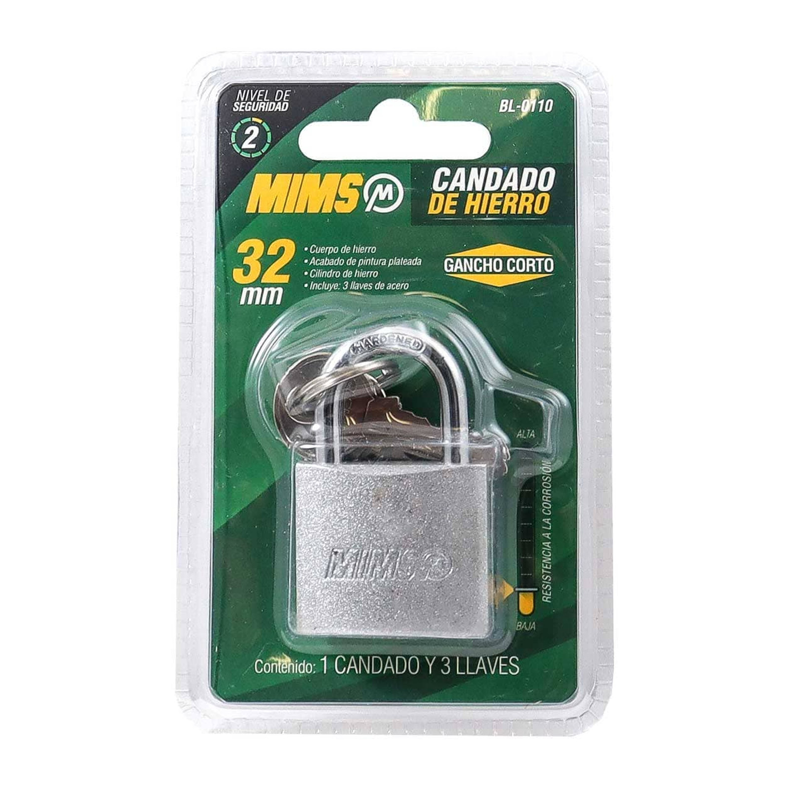 CANDADO DE HIERRO 32MM C/3 LLAVES (CAJA C/12 PZAS - PRECIO X PIEZA) - Imagen 3