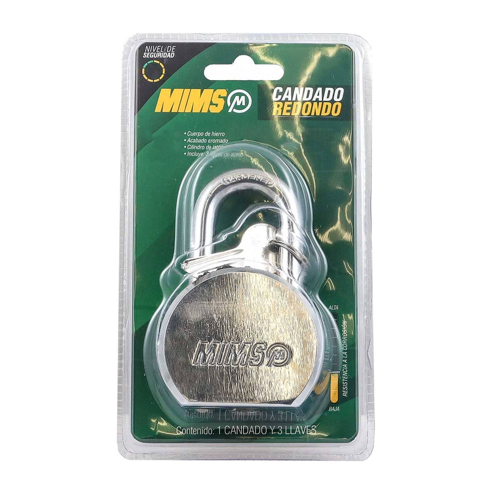 CANDADO REDONDO DE ACERO 65MM C/3 LLAVES (CAJA C/6 PZAS - PRECIO X PIEZA) - Imagen 3