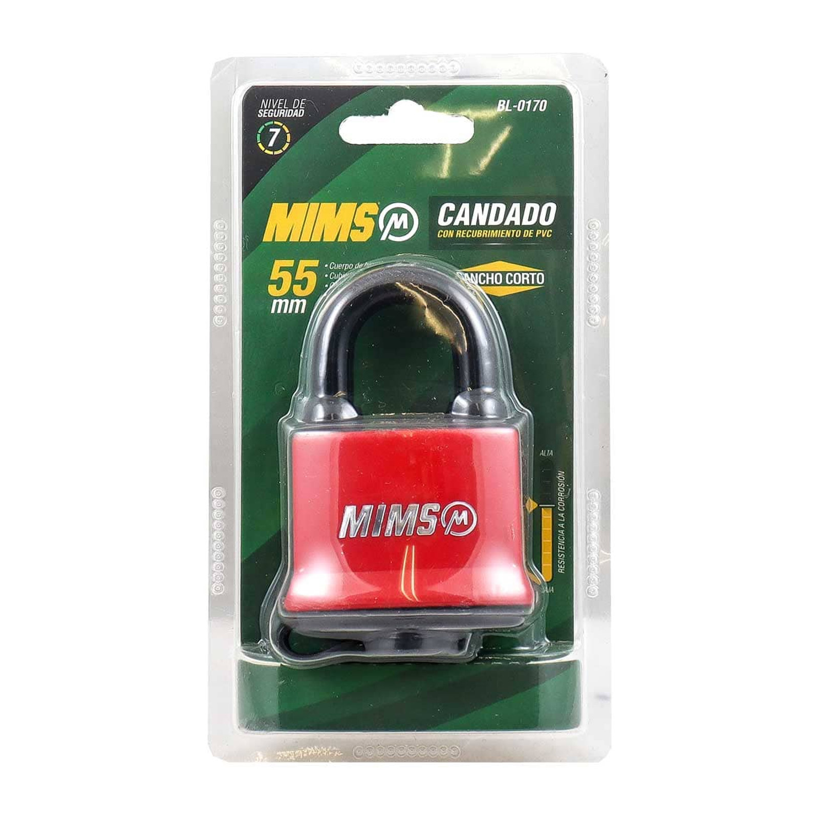 CANDADO RECUB. PVC DE HIERRO 55MM C/3 LLAVES (CAJA C/6 PZAS - PRECIO X PIEZA) - Imagen 3