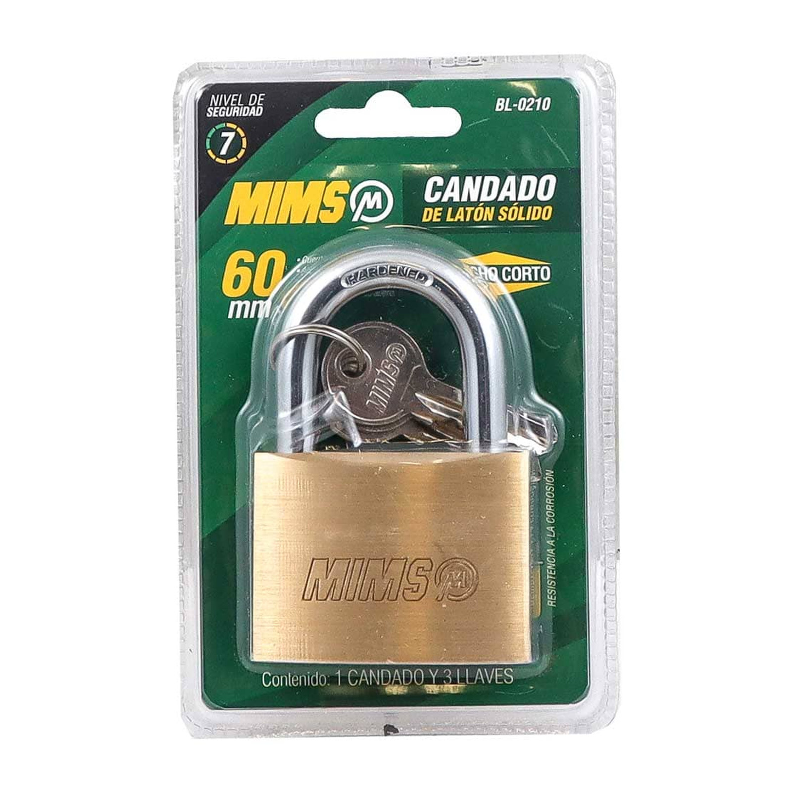 CANDADO DE LATON SOLIDO 60MM C/3 LLAVES (CAJA C/6 PZAS - PRECIO X PIEZA) - Imagen 3
