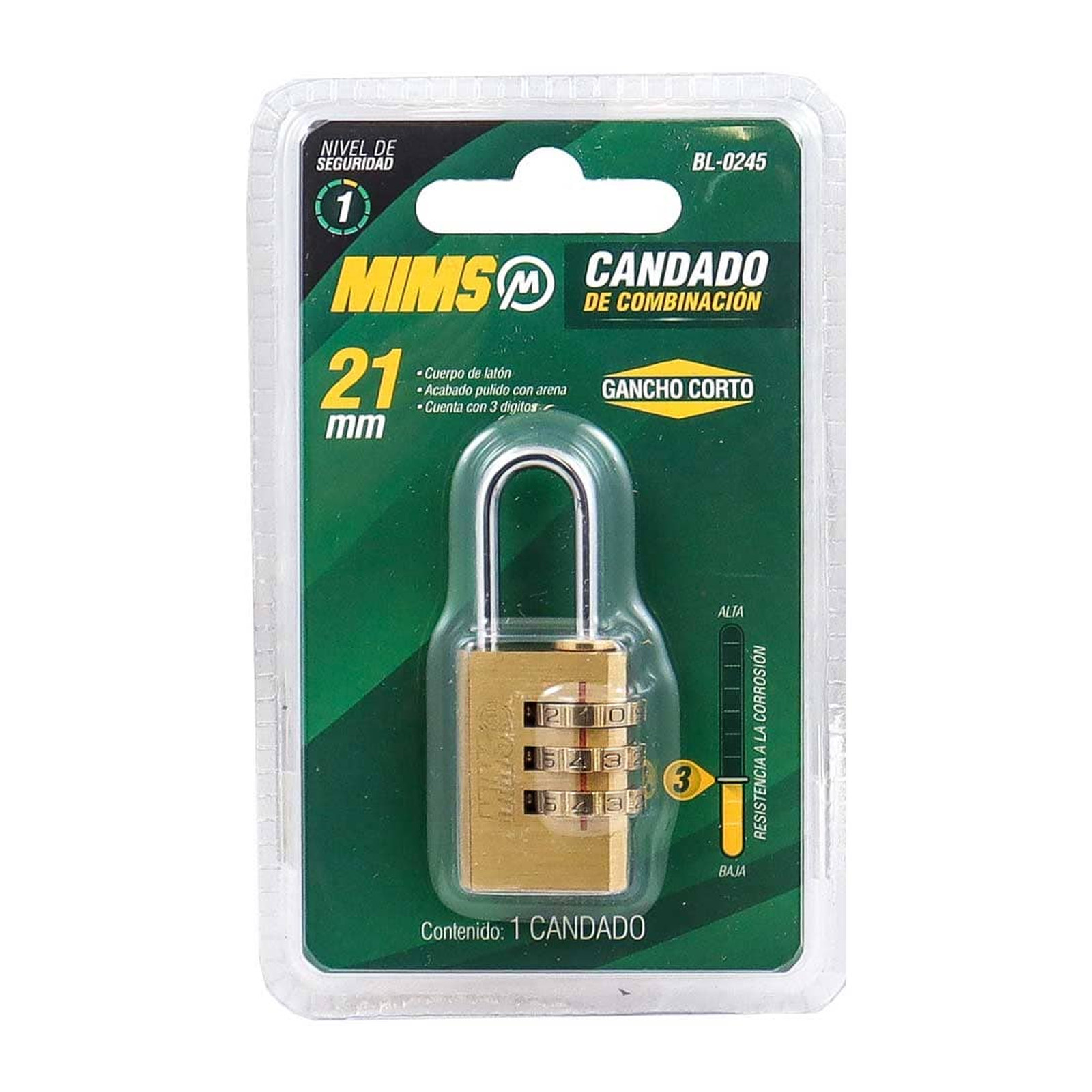 CANDADO DE COMBINACION DE LATON 21MM (CAJA C/12 PZAS - PRECIO X PIEZA) - Imagen 3