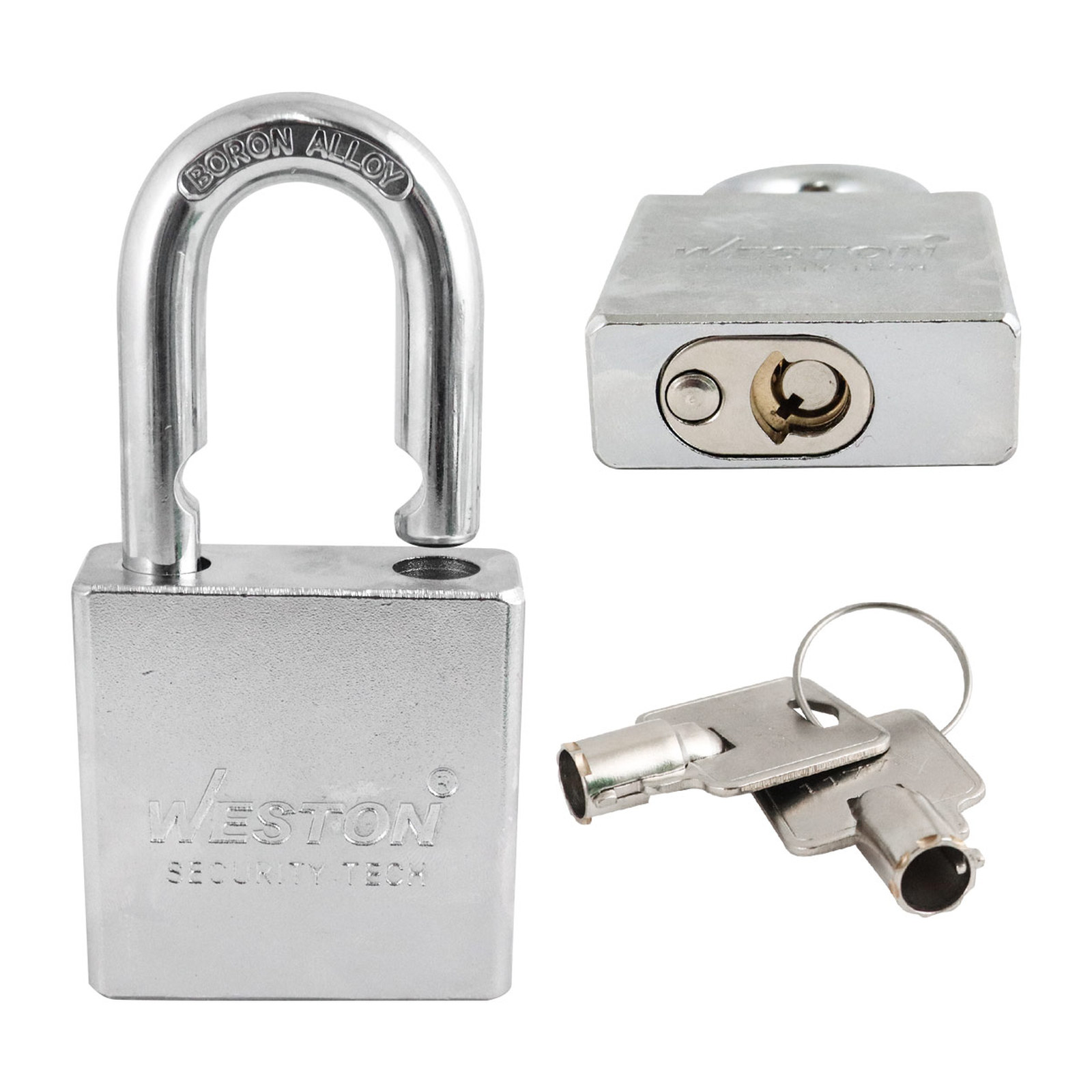 CANDADO CUADRADO D/ACERO GANCHO CORTO D/BORO ALTA SEGURIDAD 57MM C/2 LLAVES - Imagen 3