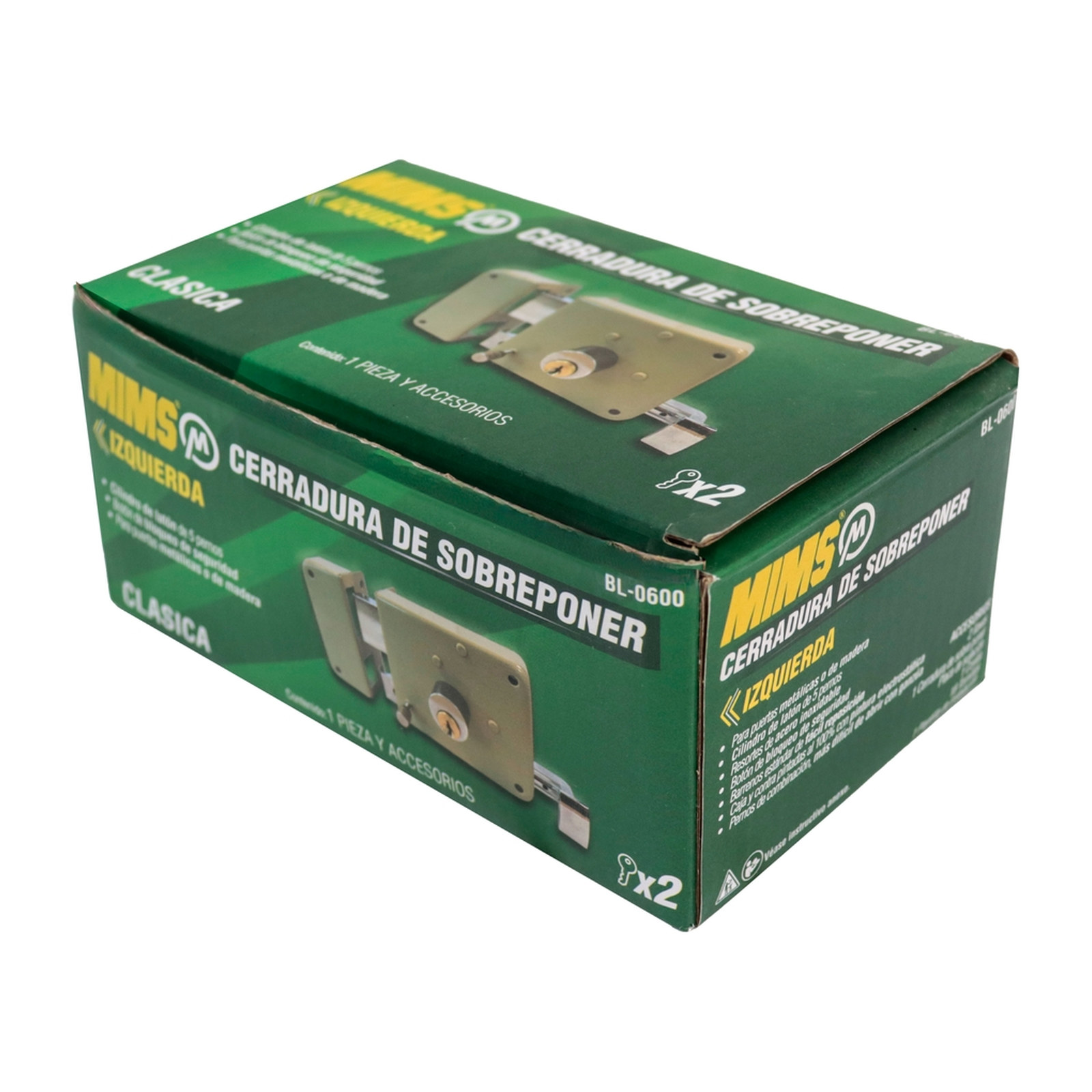 CERRADURA DE SOBREPONER IZQUIERDA, CLASICA, 2 LLAVES TRADICIONALES (CAJA COLOR) - Imagen 4