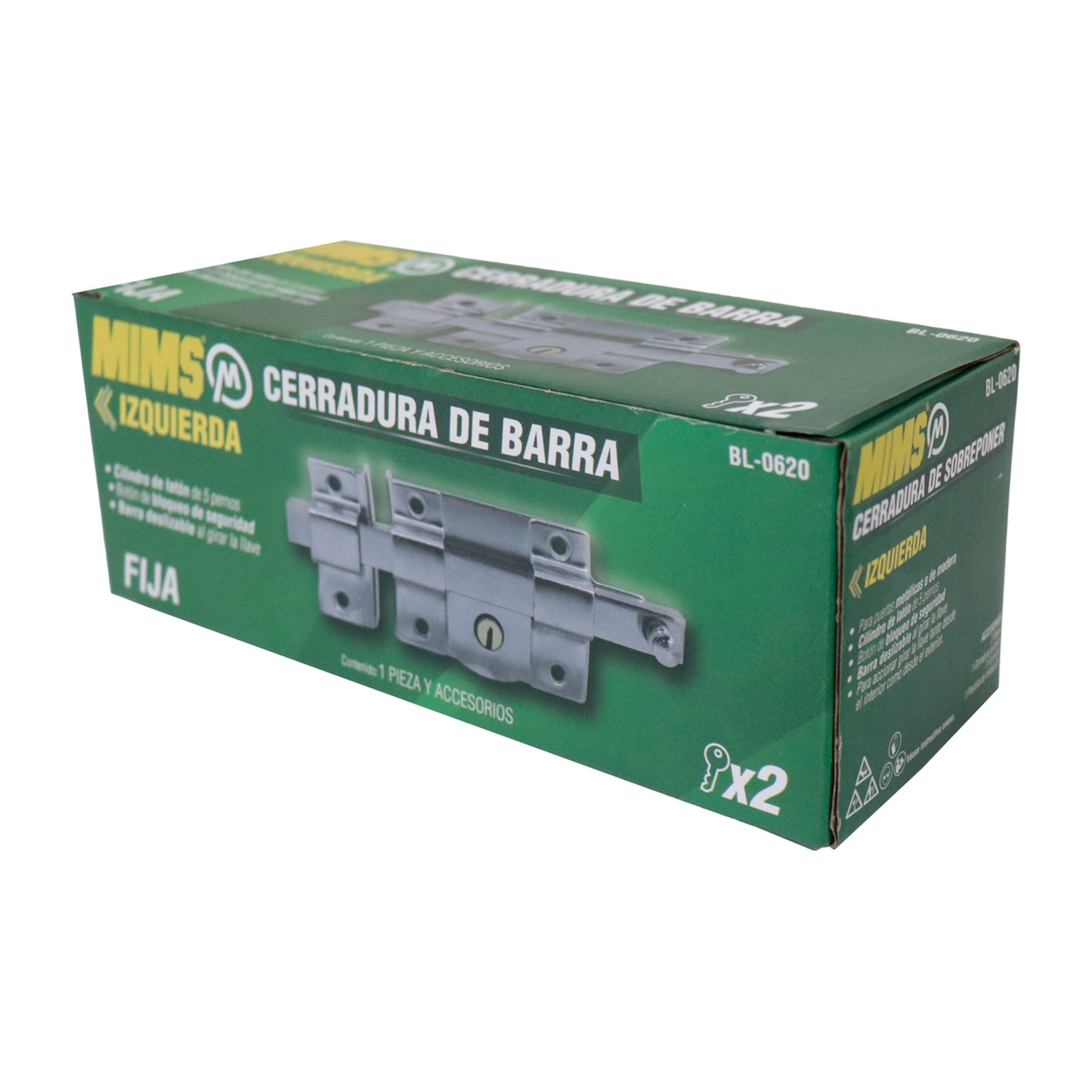 CERRADURA DE BARRA FIJA IZQUIERDA, 2 LLAVES TRADICIONALES (CAJA COLOR) - Imagen 4