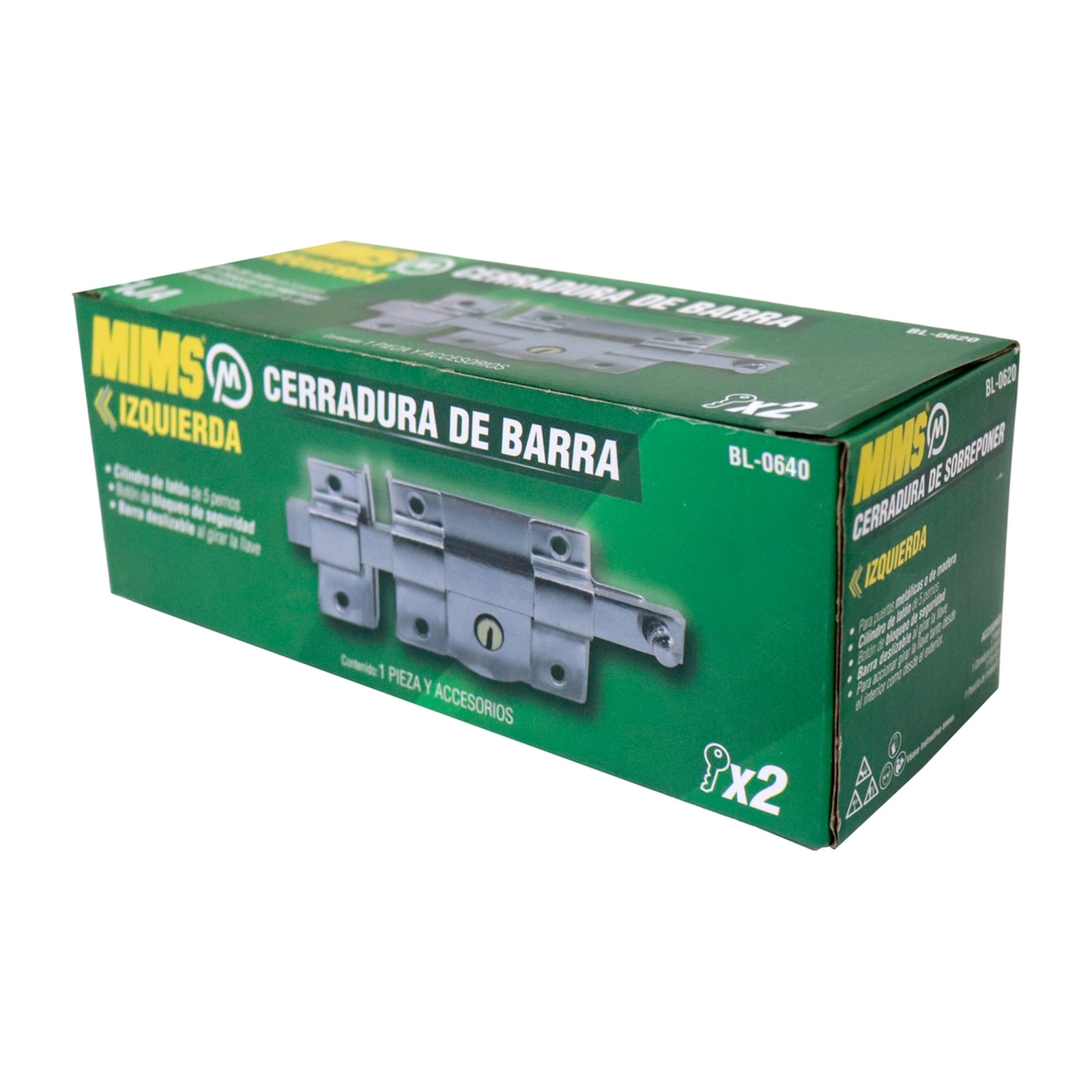 CERRADURA DE BARRA LIBRE IZQUIERDA, 2 LLAVES TRADICIONALES (CAJA COLOR) - Imagen 4