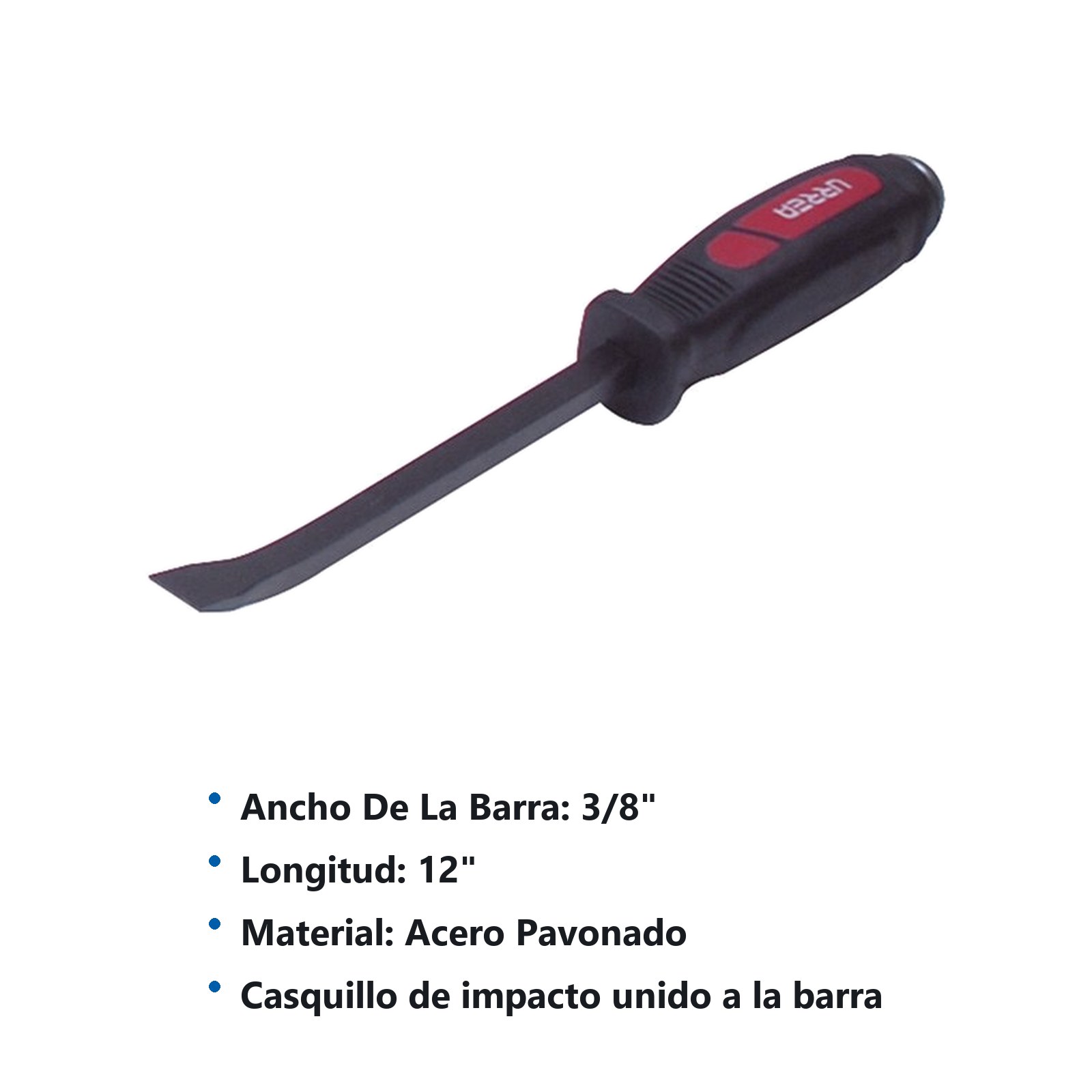 Barra de palanca punta curva con mango bimaterial y casquillo de impacto 12", 3/8" Urrea - Imagen 2