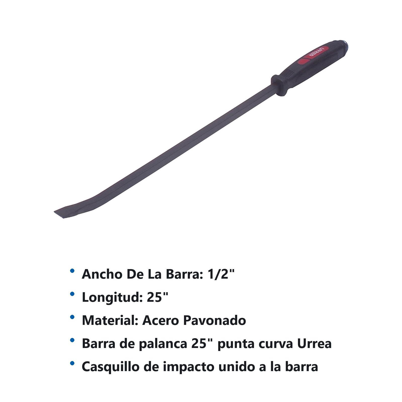 Barra de palanca punta curva con mango bimaterial y casquillo de impacto 25", 1/2" Urrea - Imagen 2