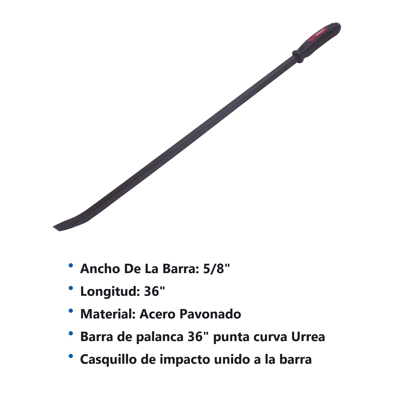 Barra de palanca punta curva con mango bimaterial y casquillo de impacto 36", 5/8" Urrea - Imagen 2